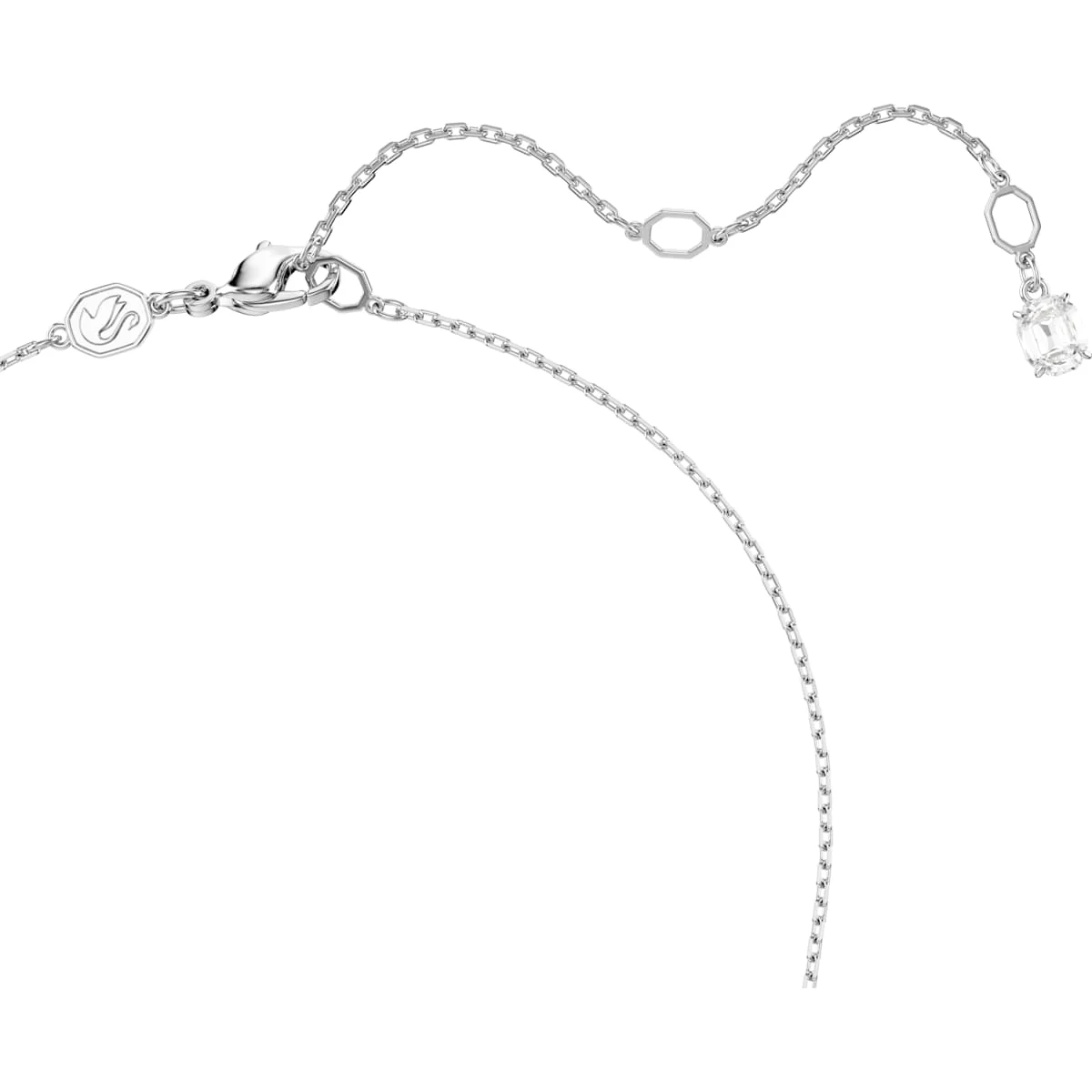 Matrix necklace Gradient of round cuts, White, Rhodium plated - Image 3