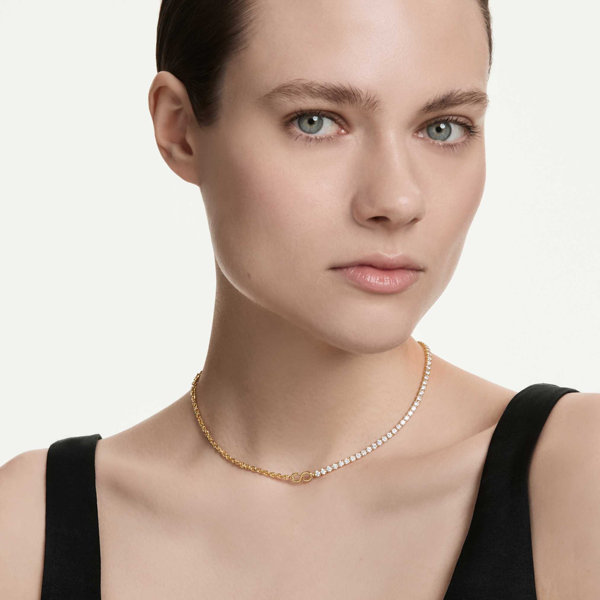 Matrix necklace Round cut, White, 18K gold finish - Image 5