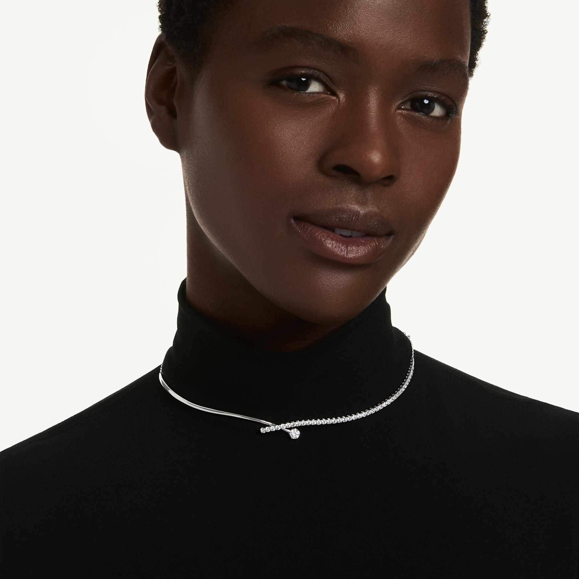 Matrix necklace Round cut, White, Rhodium plated - Image 5