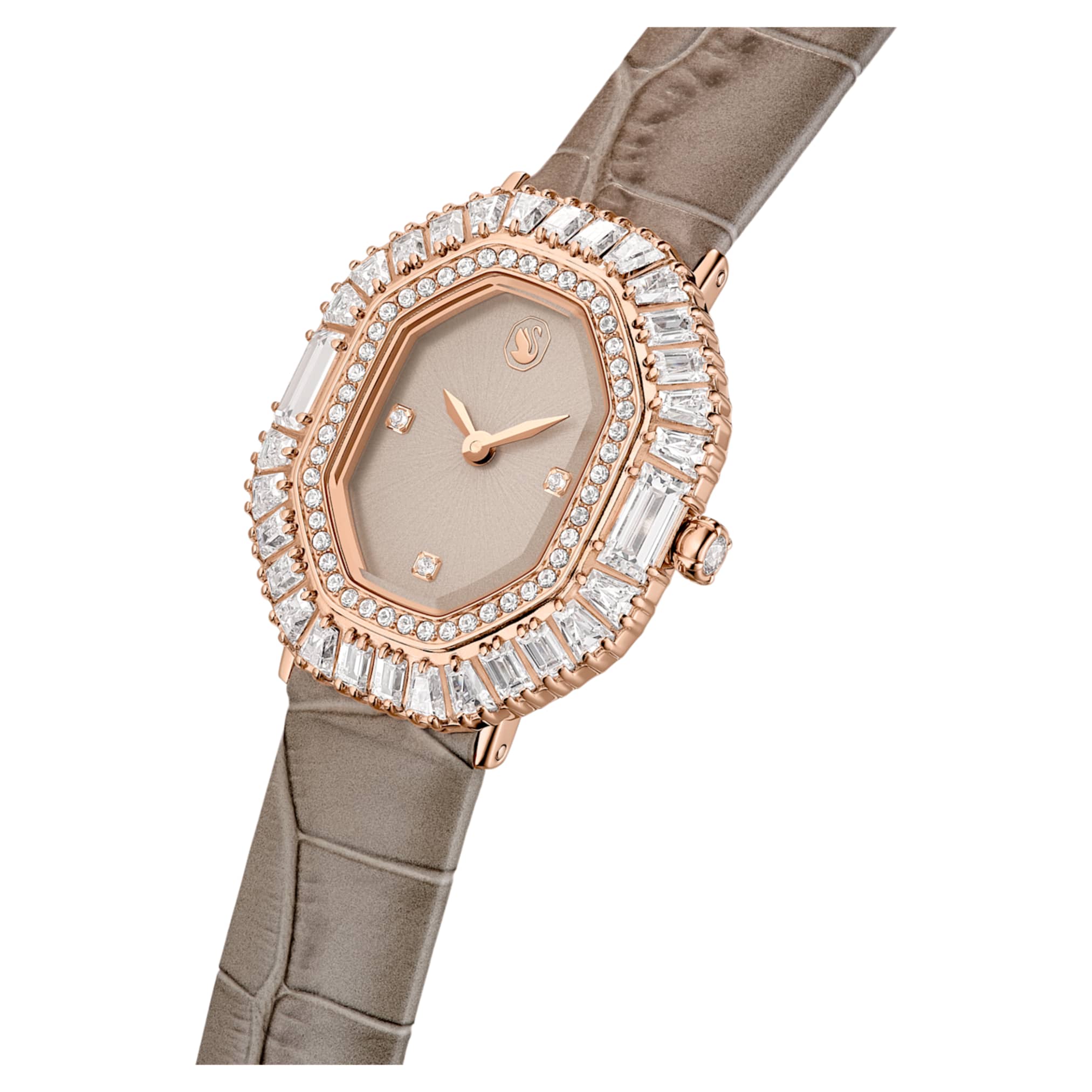 Matrix octagon watch Leather strap, Beige, Rose gold-tone finish - Image 4