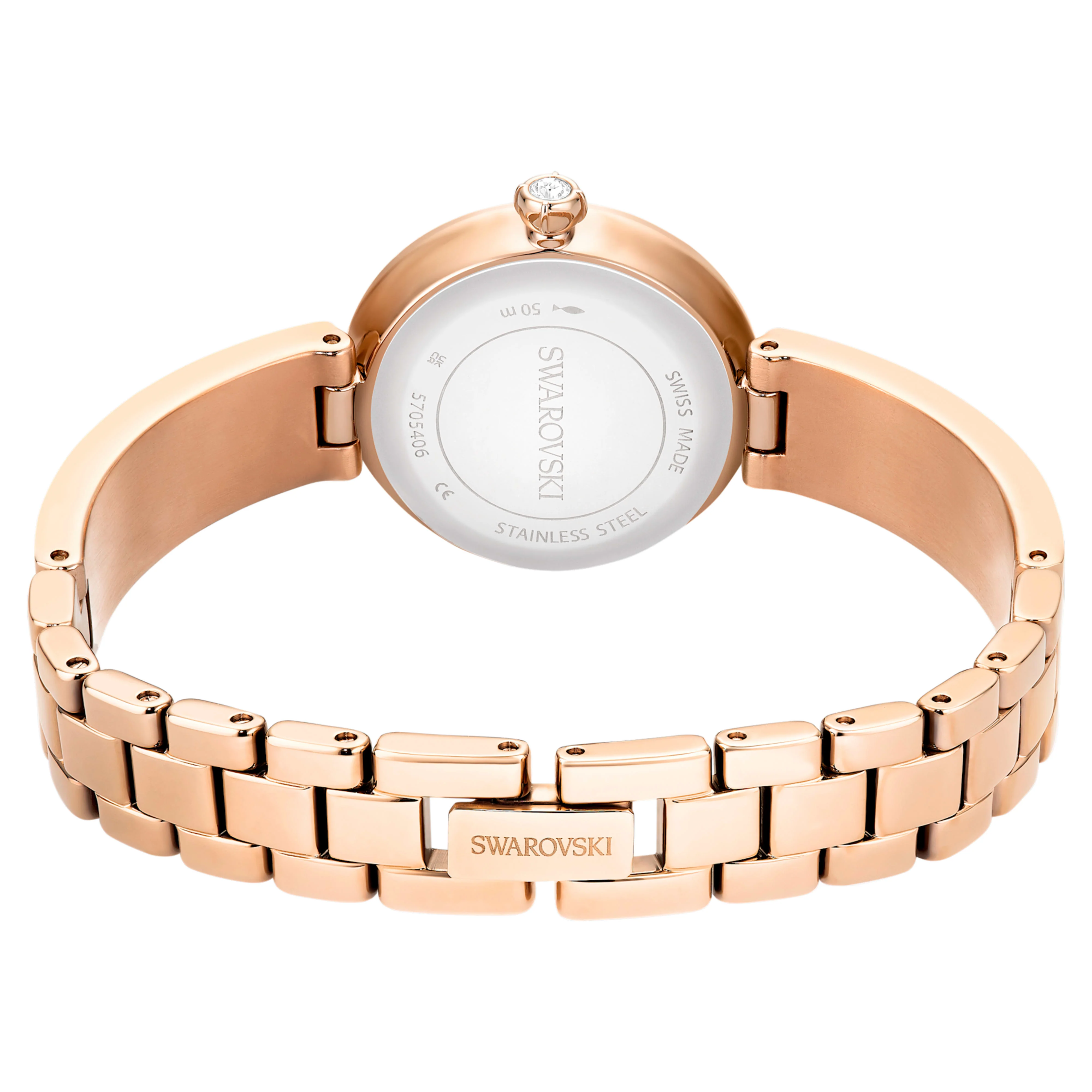 Matrix pearl bangle bangle watch Swiss Made, Crystal bracelet, White, Rose gold-tone finish - Image 3