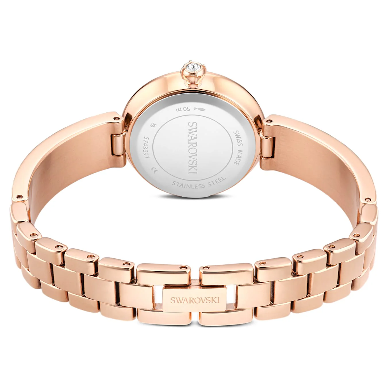 Matrix pearl bangle watch Swiss Made, Crystal bracelet, Black, Rose gold-tone finish - Image 3