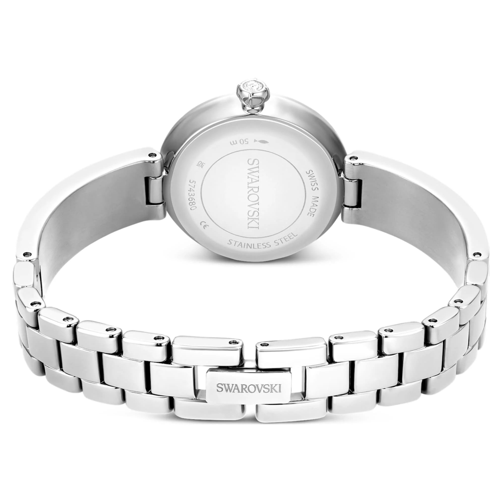 Matrix pearl bangle watch Swiss Made, Crystal bracelet, White, Stainless steel - Image 3