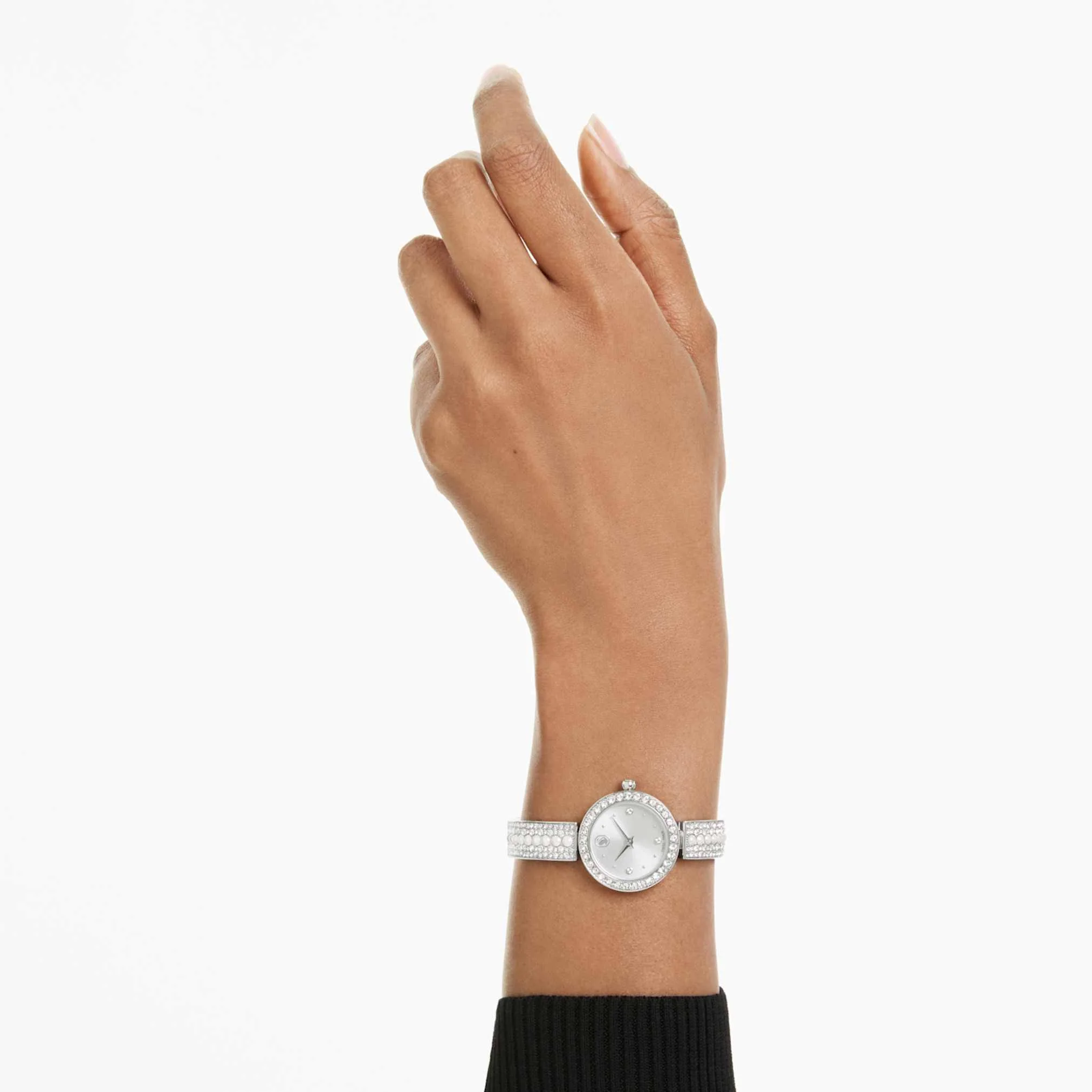 Matrix pearl bangle watch Swiss Made, Crystal bracelet, White, Stainless steel - Image 7
