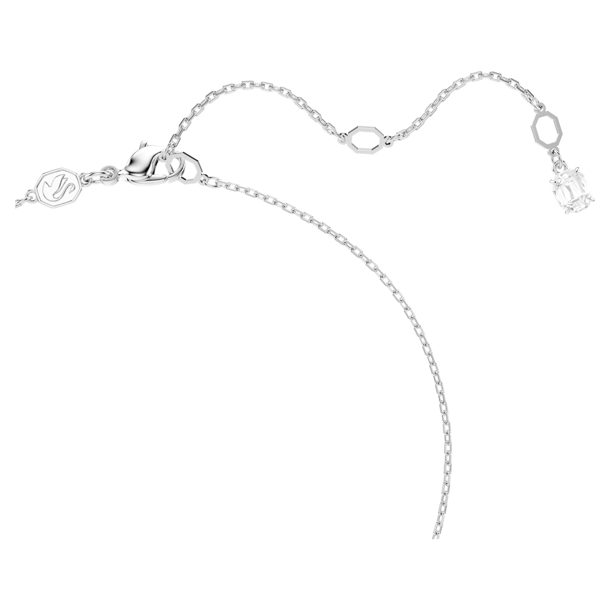 Matrix pendant Crystal pearl, Round cut, White, Rhodium plated - Image 3