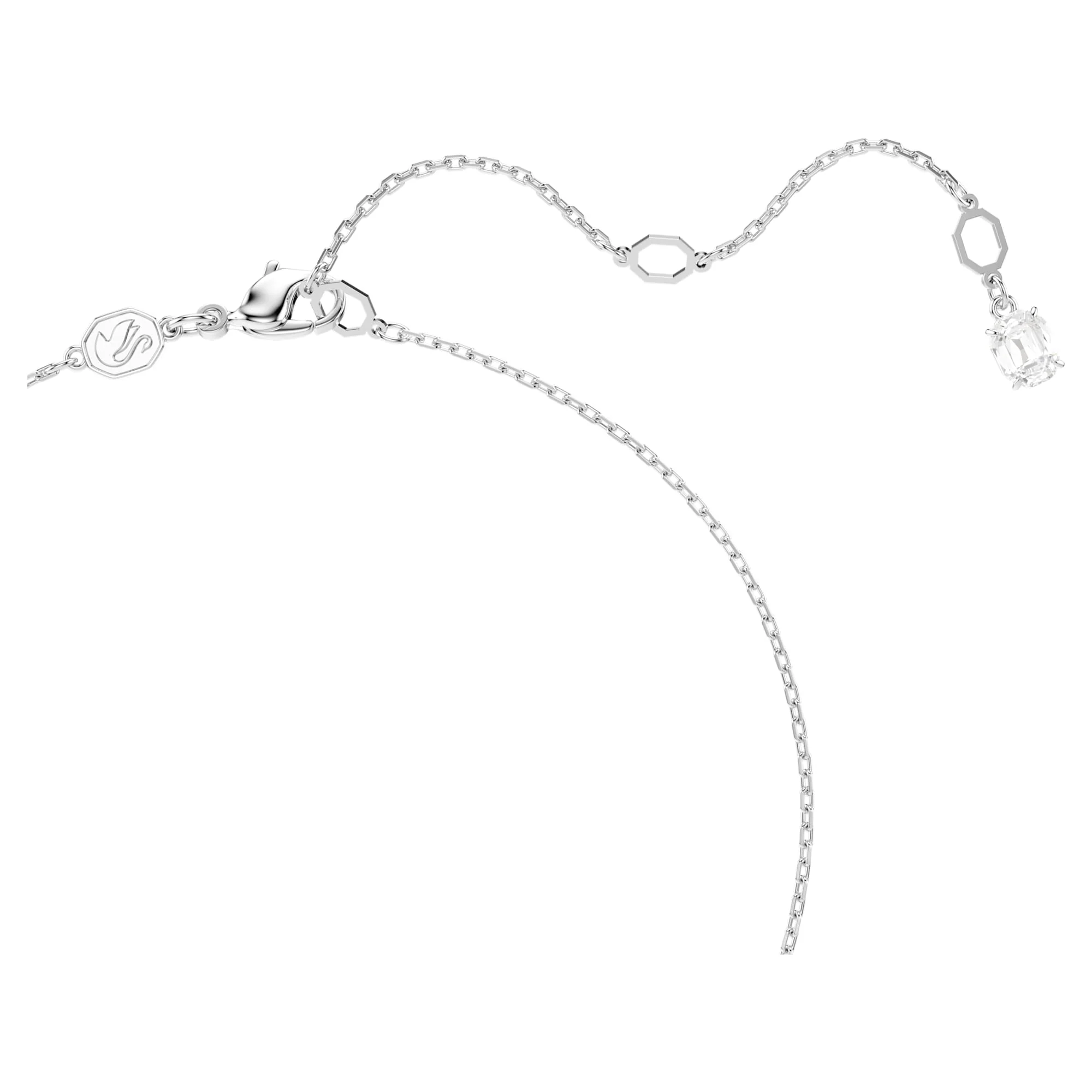 Matrix pendant Crystal pearl, Round cut, White, Rhodium plated - Image 3