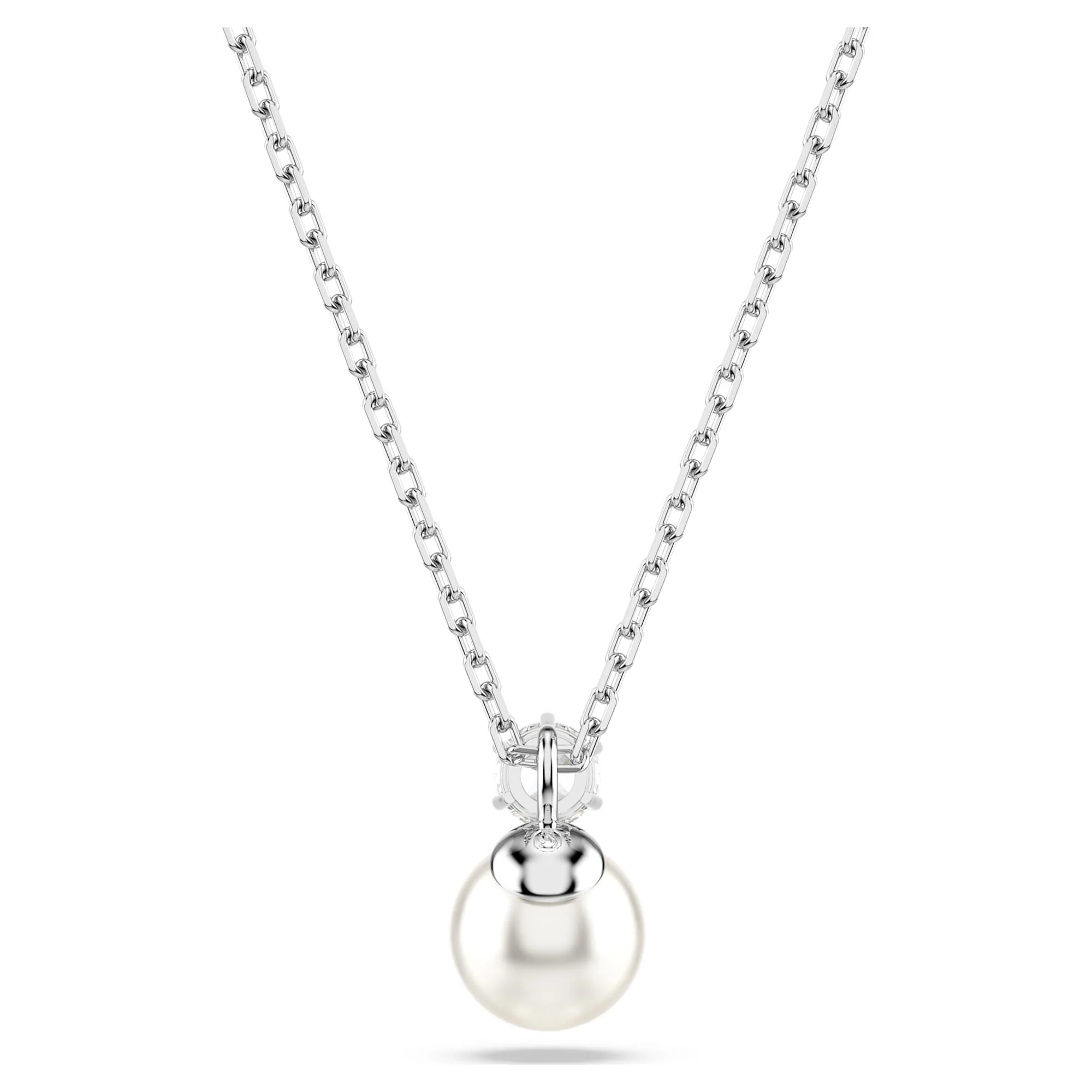 Matrix pendant Crystal pearl, Round cut, White, Rhodium plated - Image 4