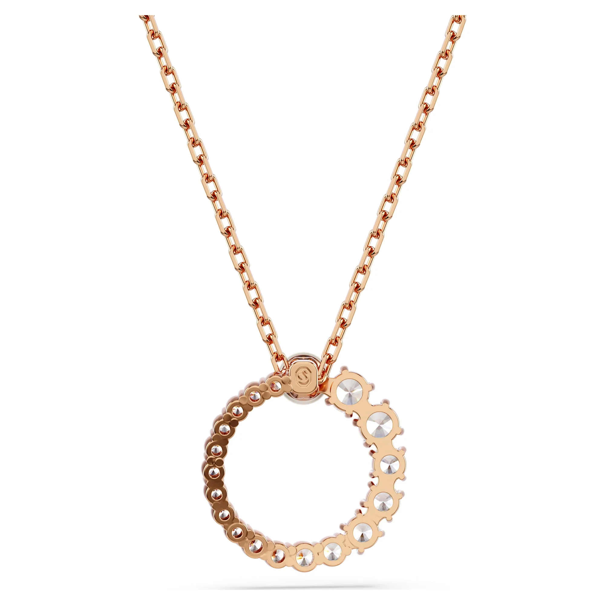 Matrix pendant Crystal pearl, Round cut, White, Rose gold-tone plated - Image 4