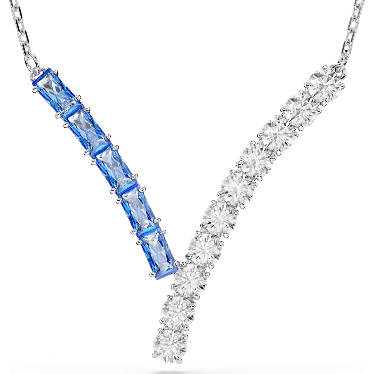 Matrix pendant, Mixed cuts, Blue, Rhodium plated