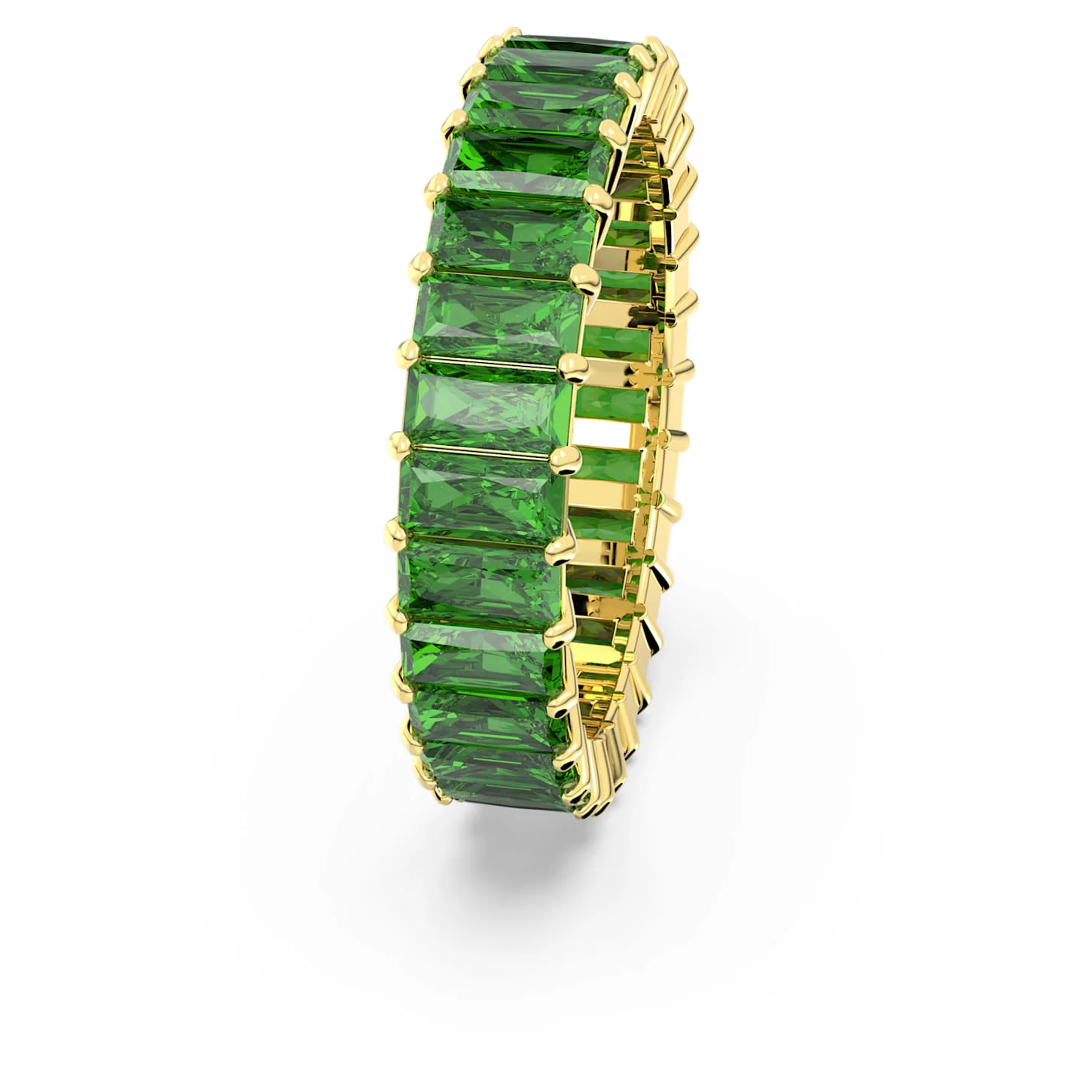 Matrix ring Baguette cut, Green, Gold-tone plated - Image 3