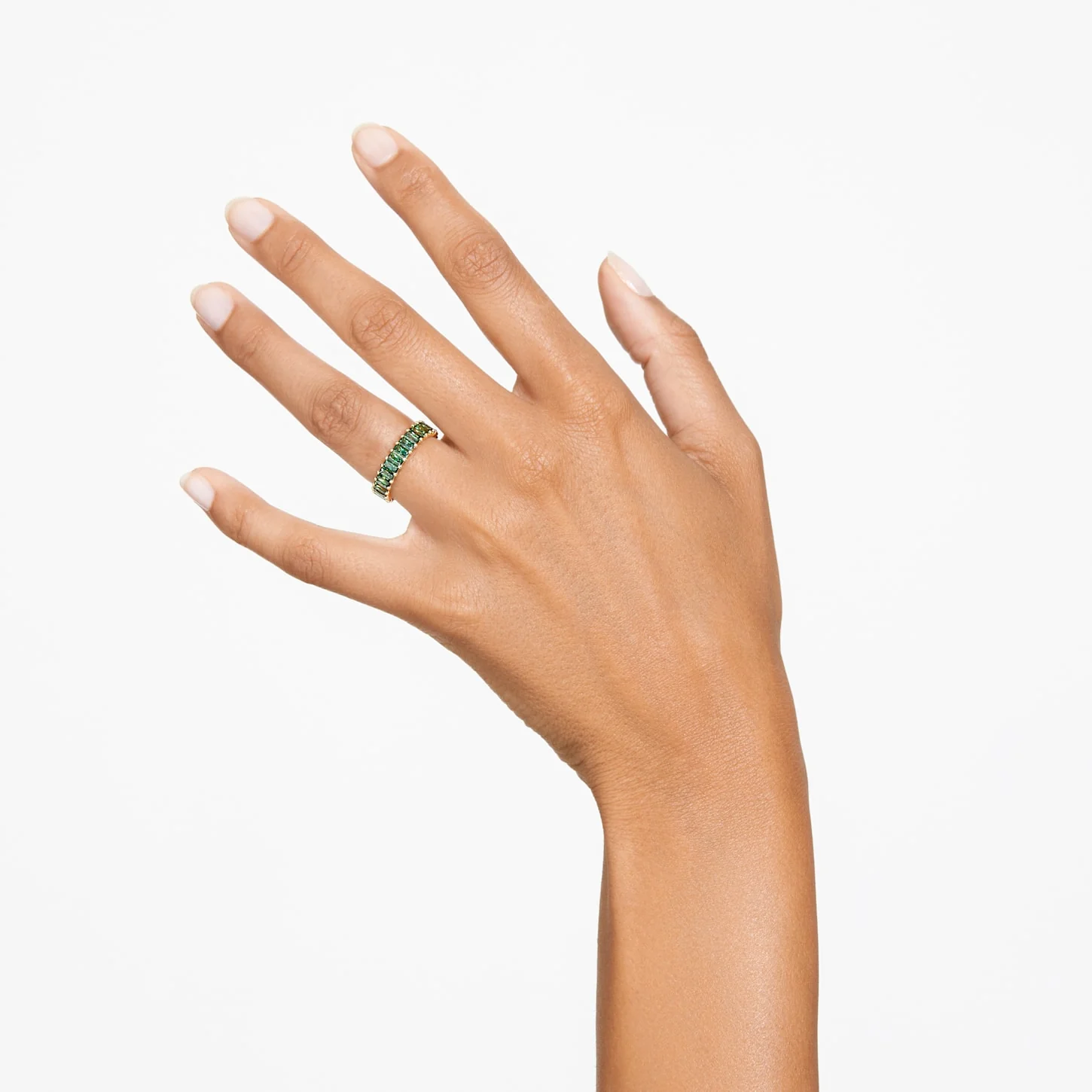 Matrix ring Baguette cut, Green, Gold-tone plated - Image 5