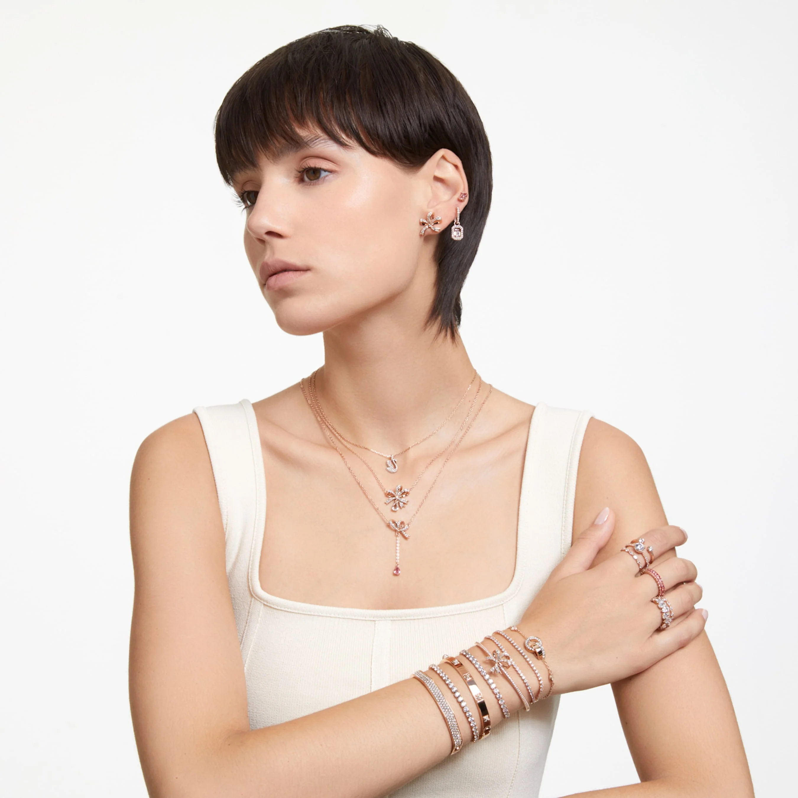 Matrix ring Baguette cut, Pink, Rose gold-tone plated - Image 6