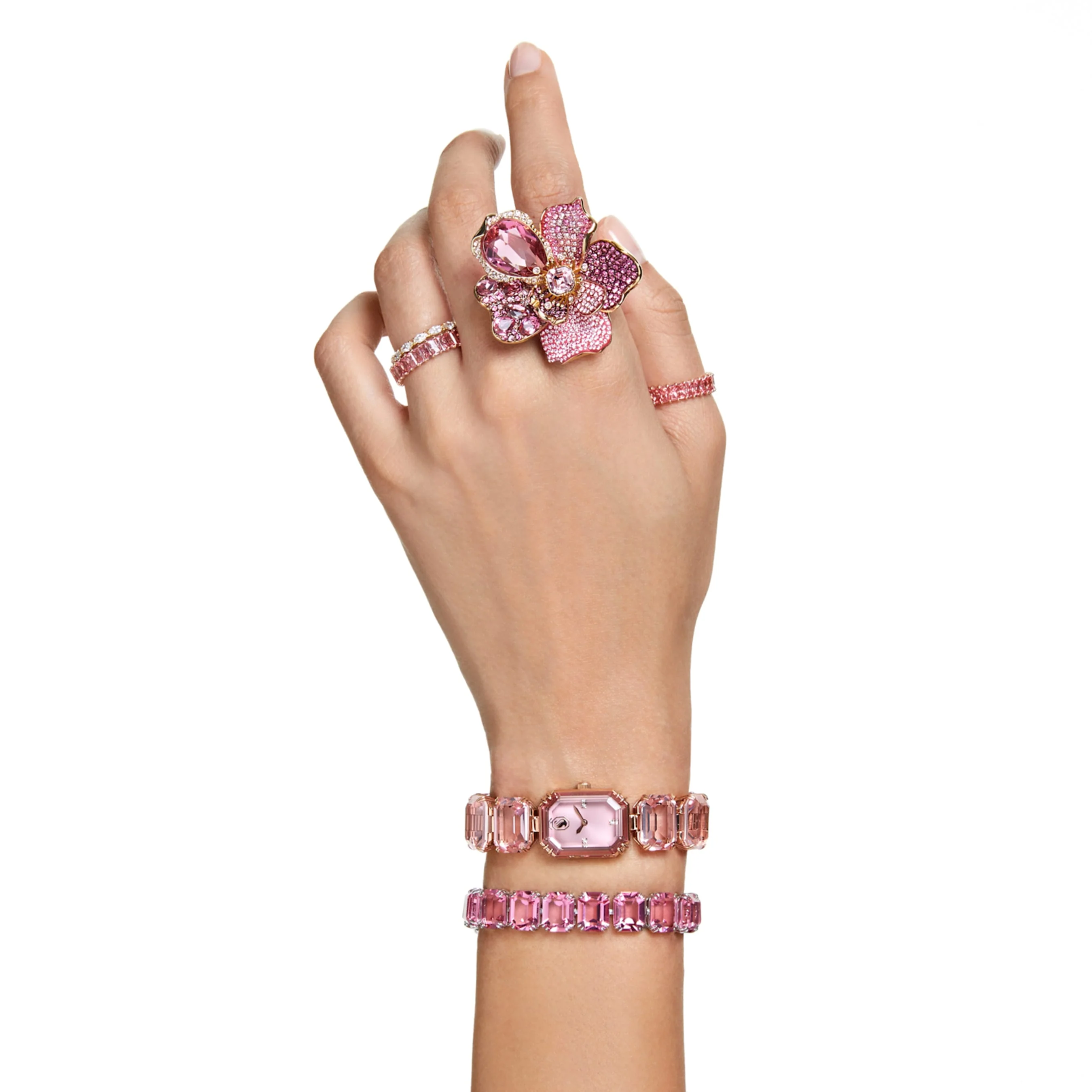 Matrix ring Baguette cut, Pink, Rose gold-tone plated - Image 7