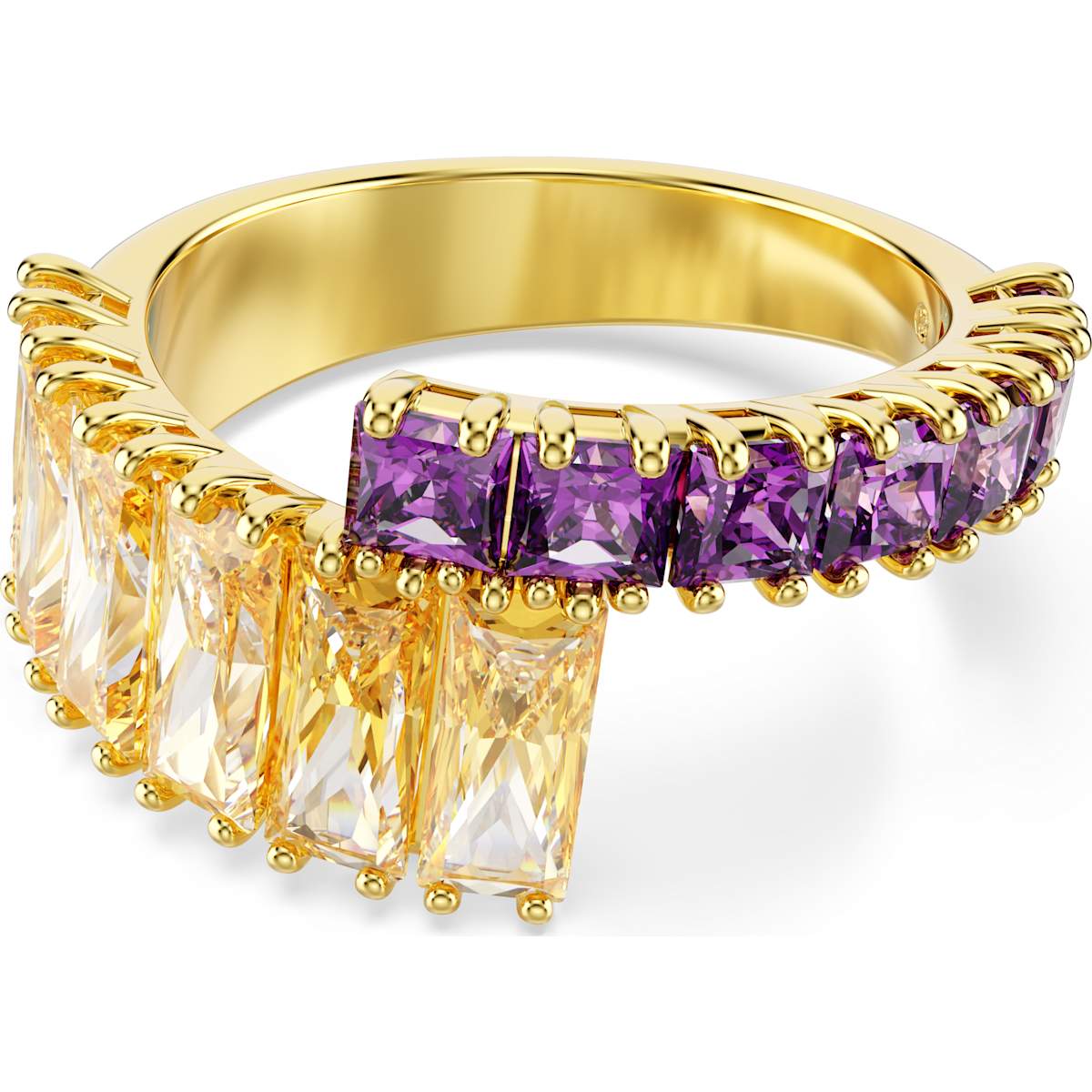 Matrix ring, Mixed cuts, Multicolored, Gold-tone plated