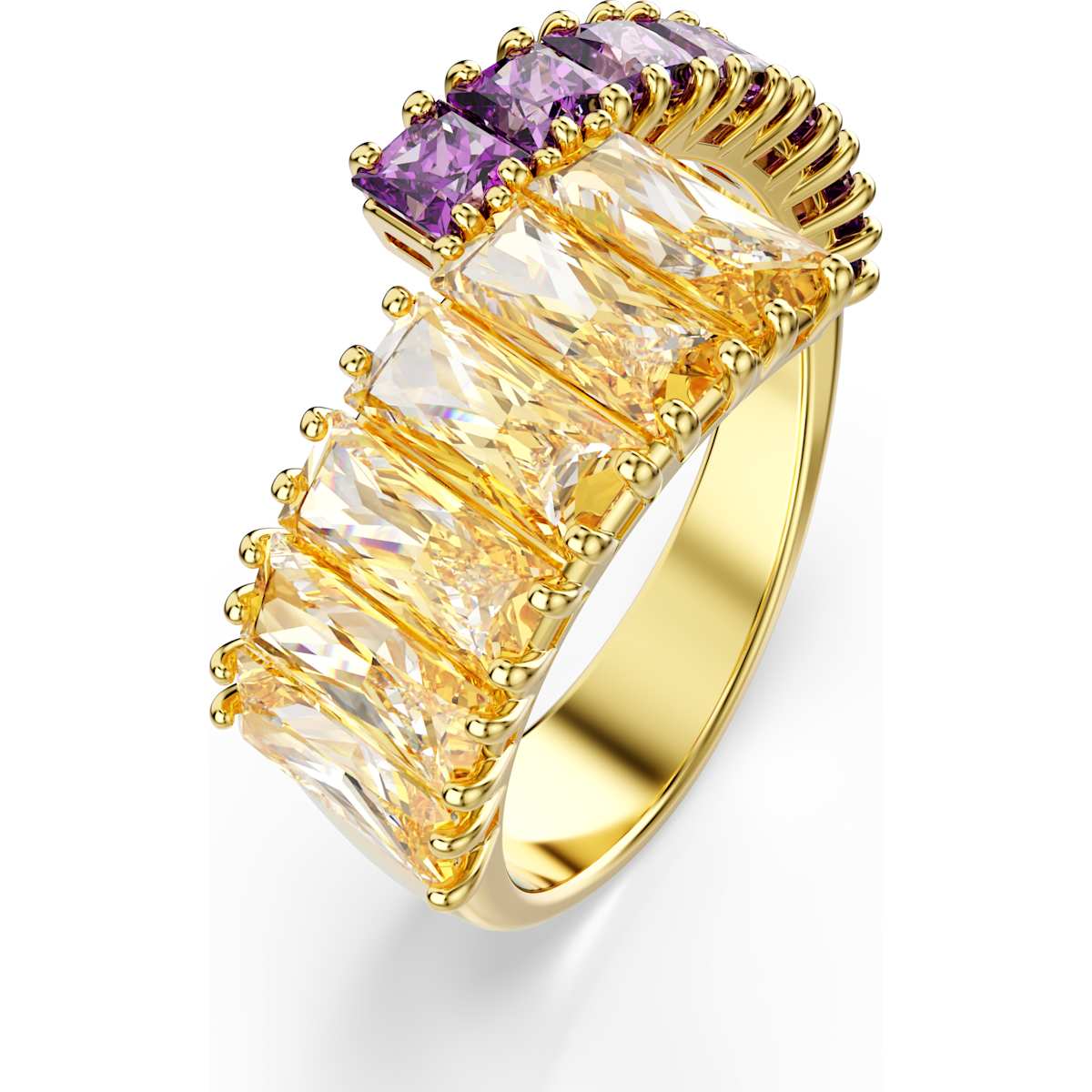 Matrix ring, Mixed cuts, Multicolored, Gold-tone plated - Image 2