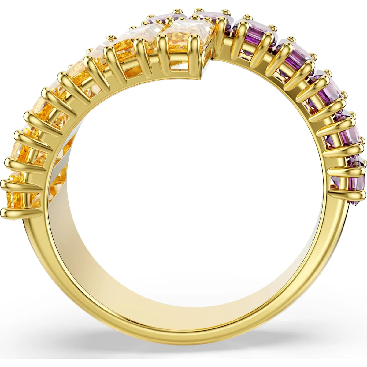 Matrix ring, Mixed cuts, Multicolored, Gold-tone plated - Image 3