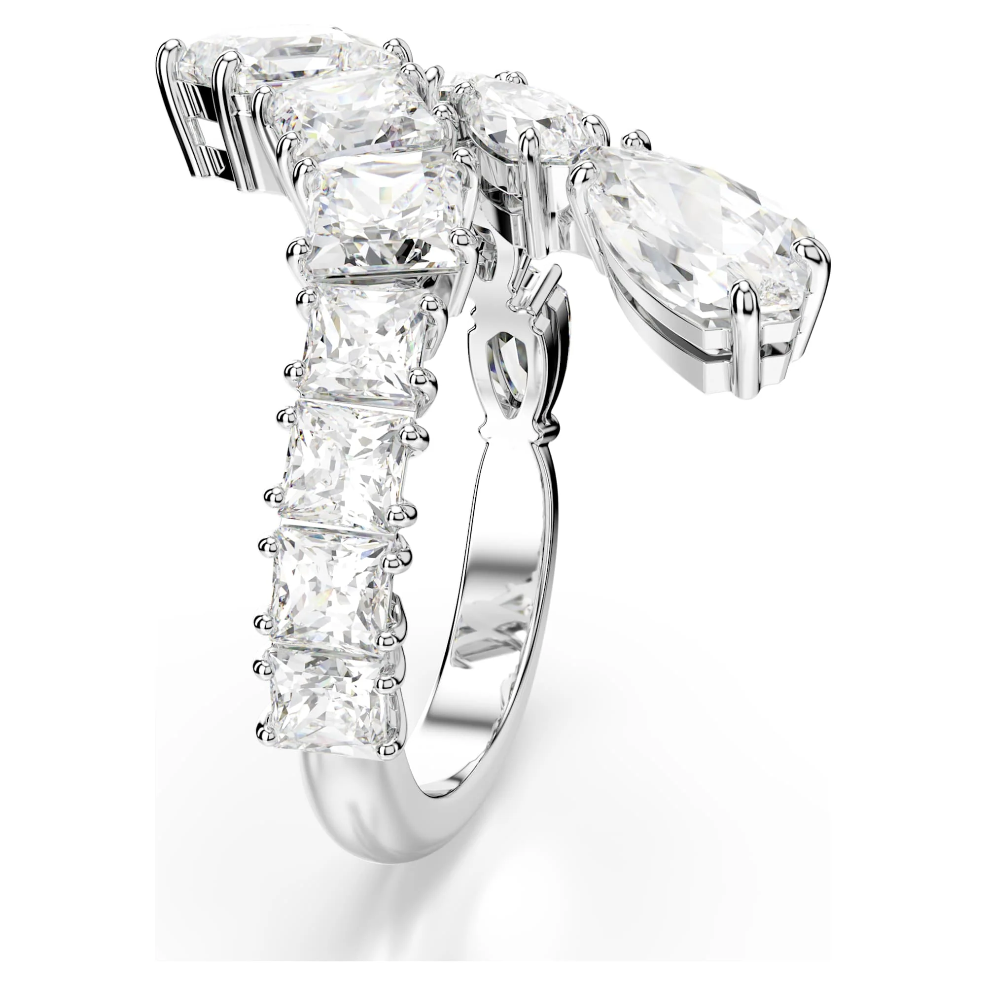 Matrix ring Mixed cuts, White, Rhodium plated - Image 3