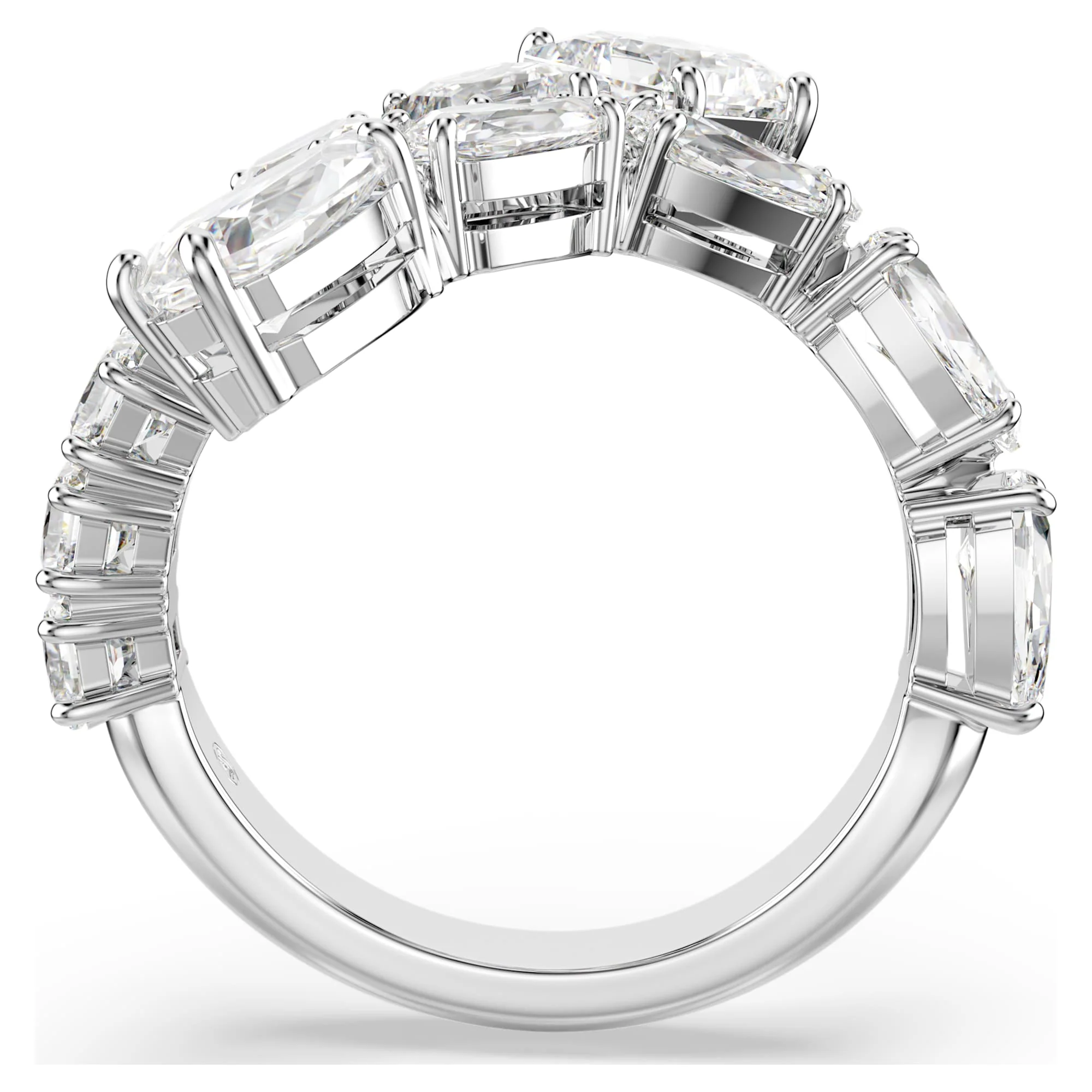 Matrix ring Mixed cuts, White, Rhodium plated - Image 4