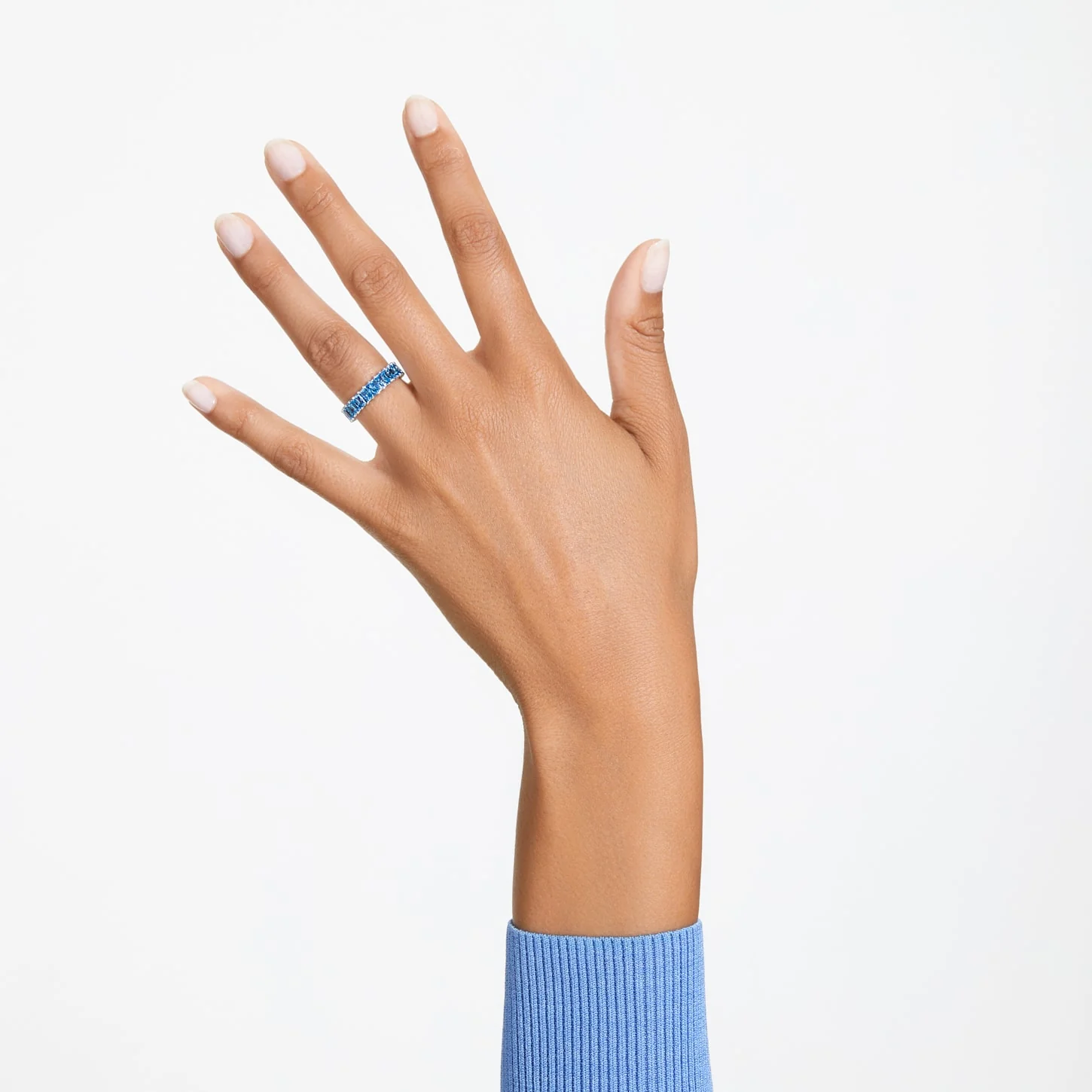 Matrix ring Round cut, Blue, Rhodium plated - Image 5