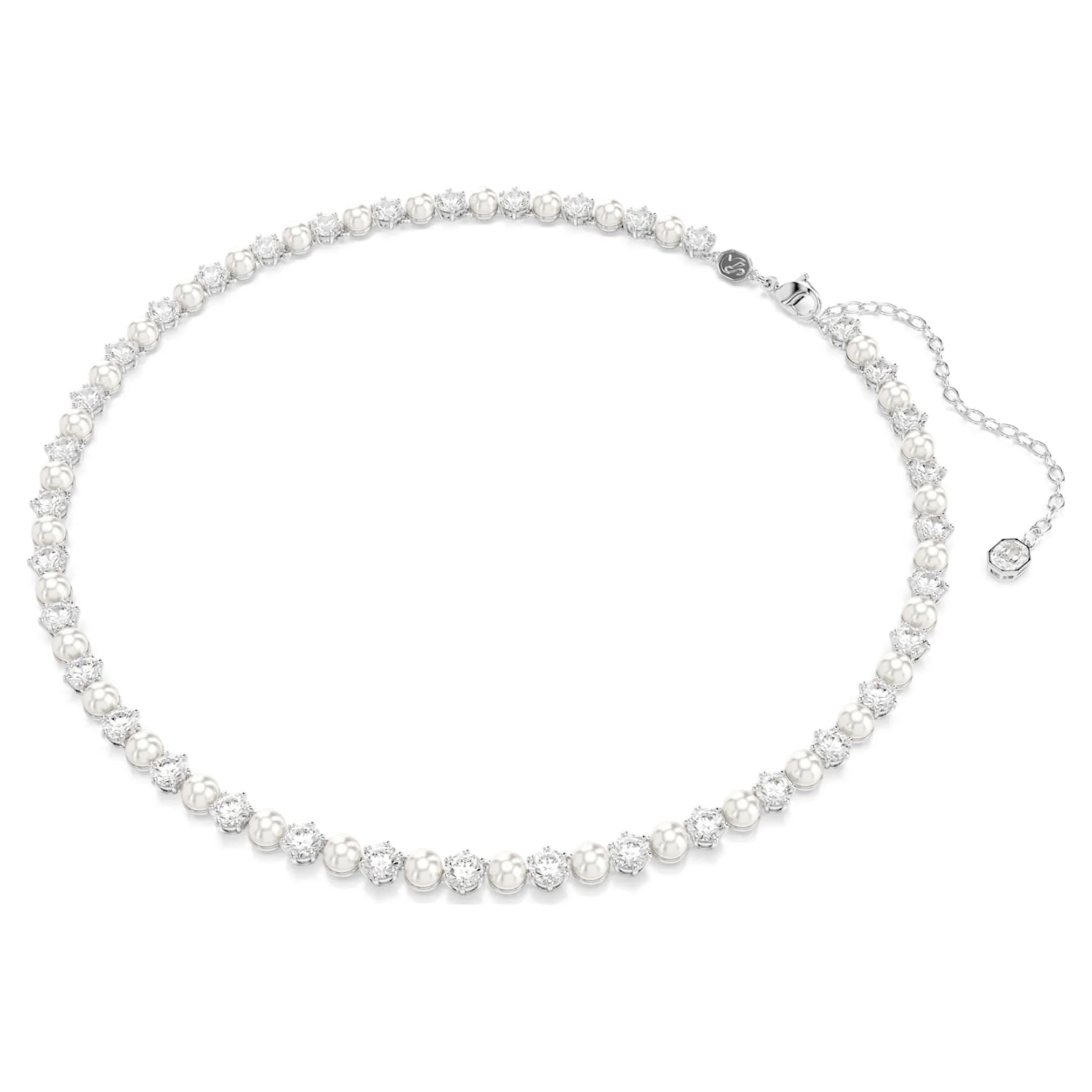 Matrix set Crystal pearl, Round cut, White, Rhodium plated - Image 2