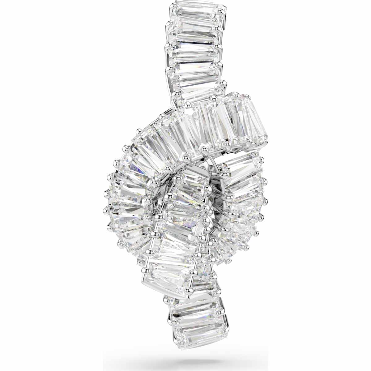 Matrix tack pin, Baguette cut, Knot, White, Rhodium plated