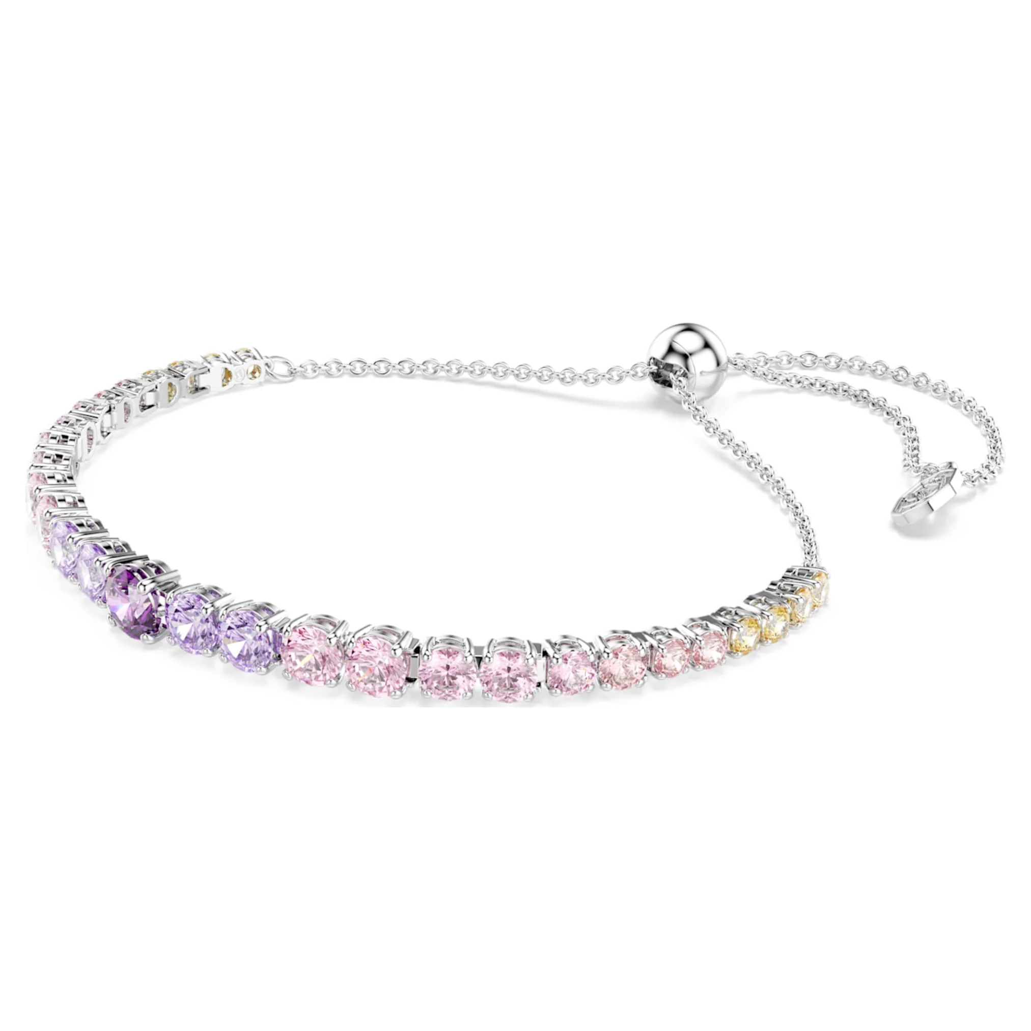 Matrix Tennis bracelet Gradient of round cuts, Multicolored, Rhodium plated - Image 2