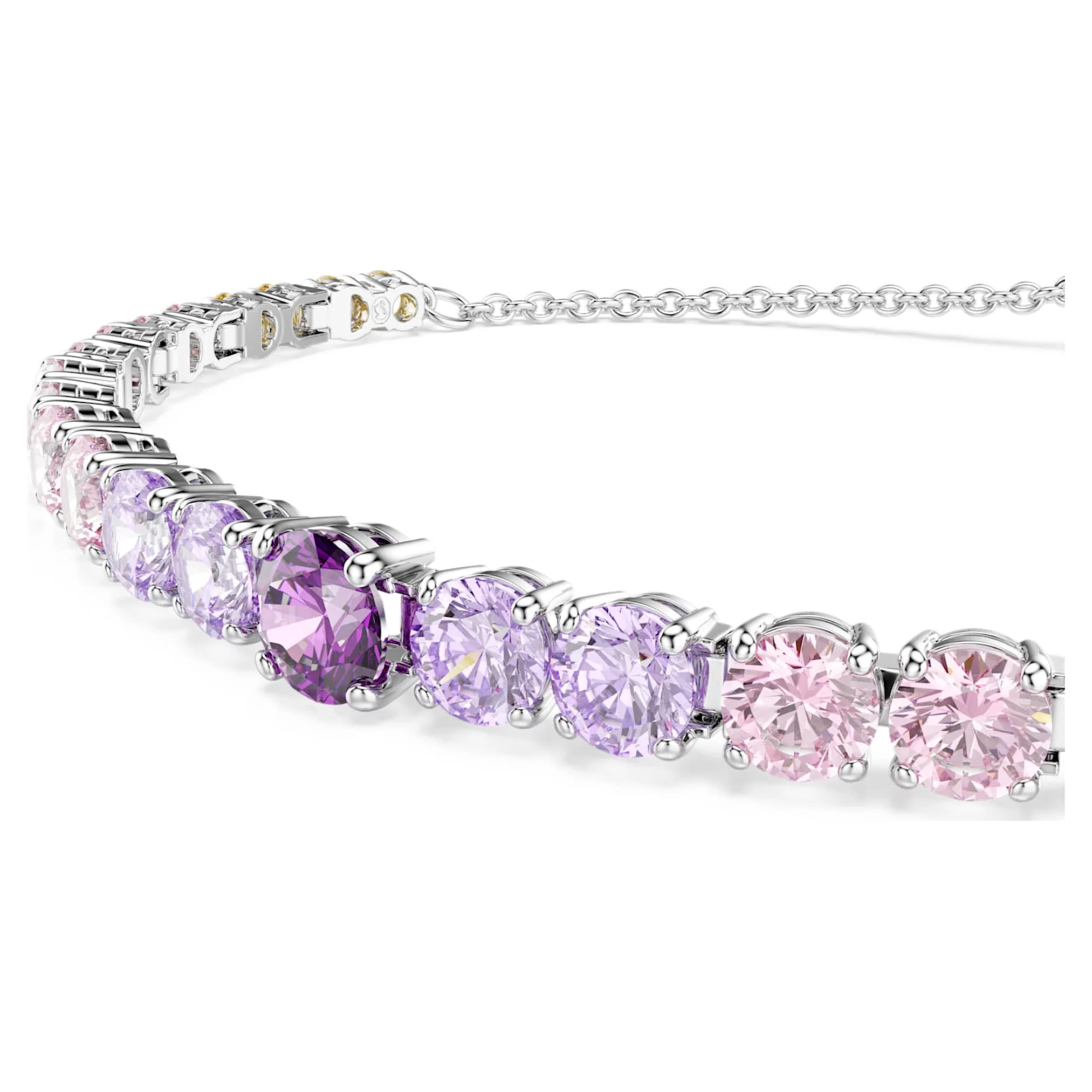 Matrix Tennis bracelet Gradient of round cuts, Multicolored, Rhodium plated - Image 4