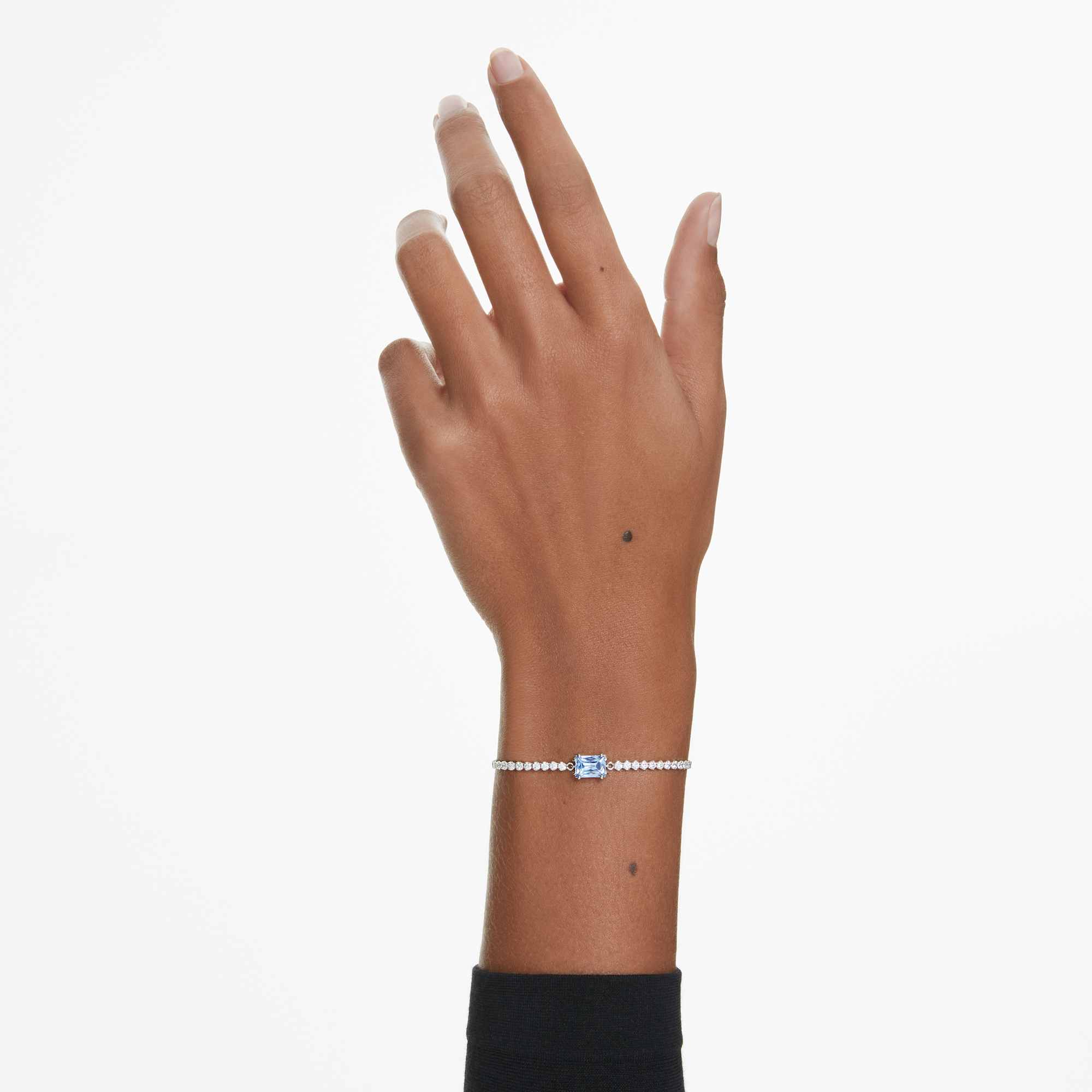 Matrix Tennis bracelet Mixed cuts, Blue, Rhodium plated - Image 5