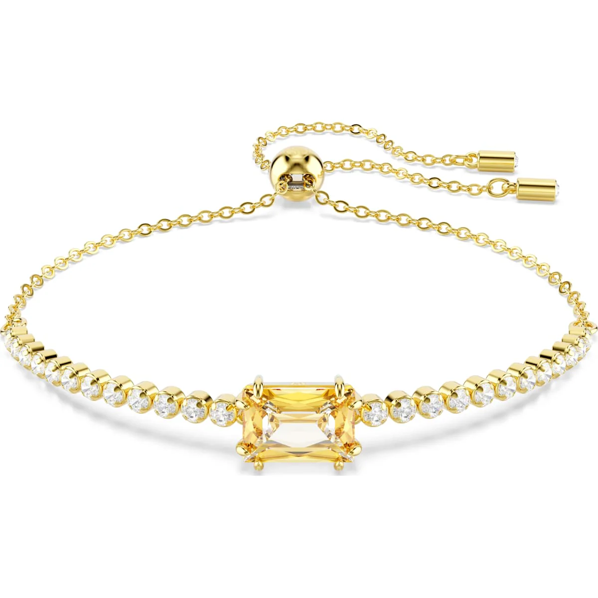 Matrix Tennis bracelet, Mixed cuts, Caramel, Gold-tone plated