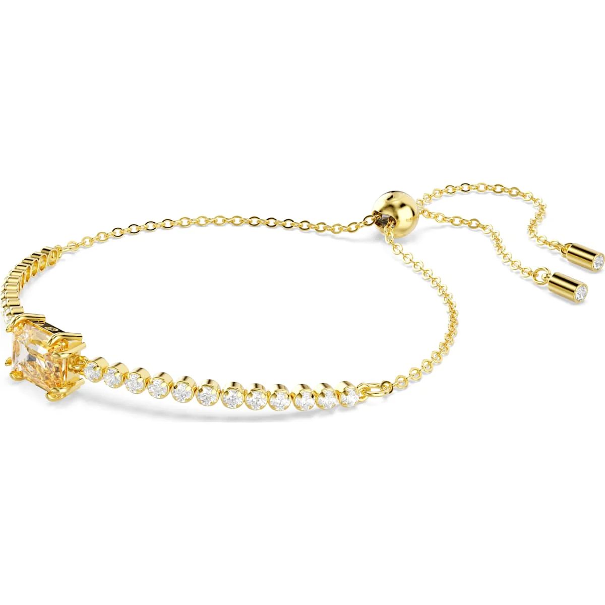 Matrix Tennis bracelet, Mixed cuts, Caramel, Gold-tone plated - Image 2