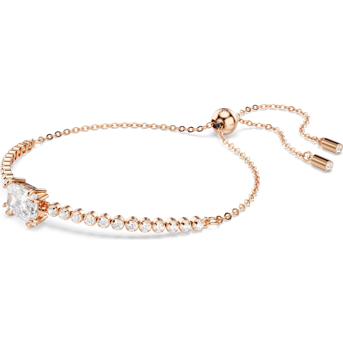 Matrix Tennis bracelet, Mixed cuts, White, Rose gold-tone plated - Image 2