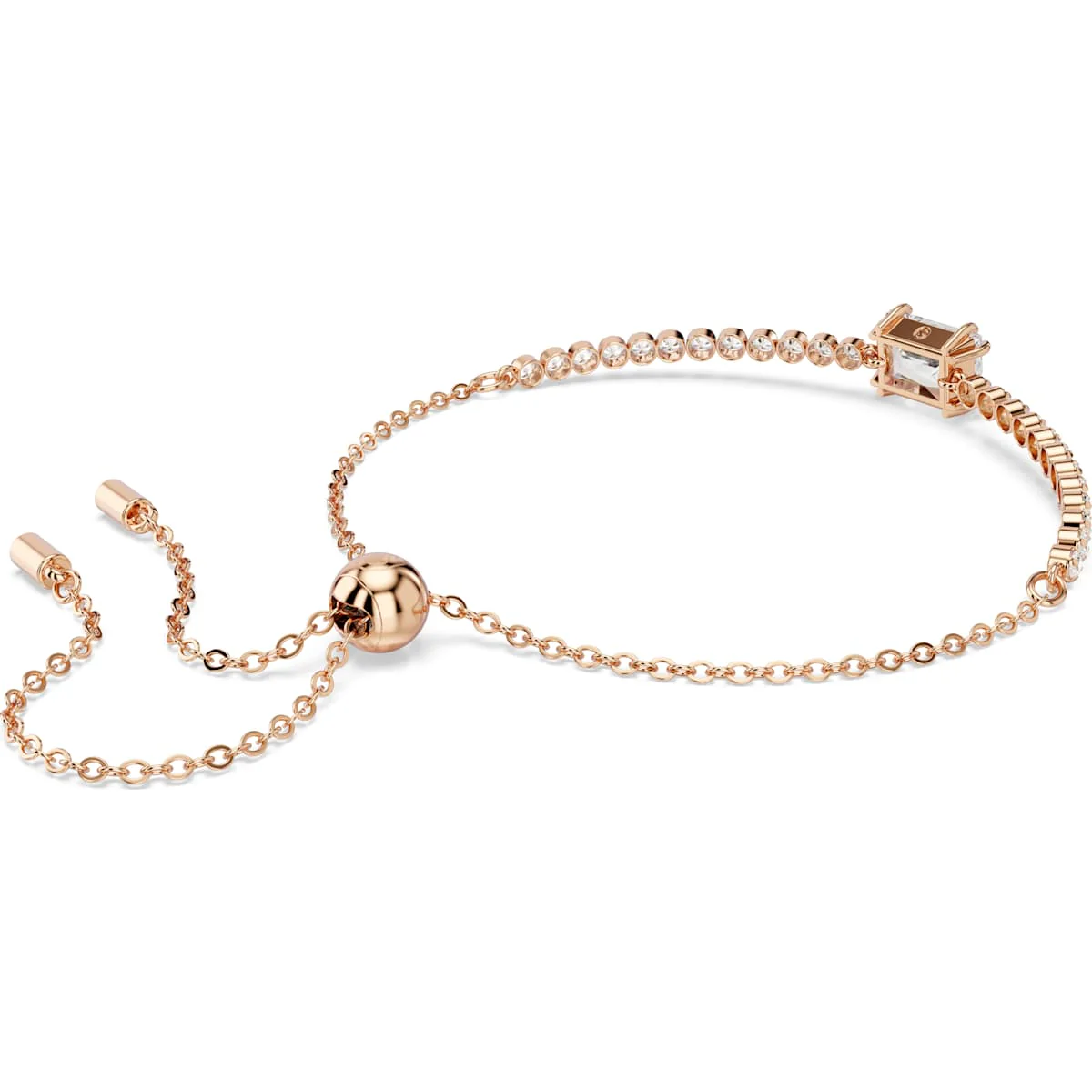 Matrix Tennis bracelet, Mixed cuts, White, Rose gold-tone plated - Image 5
