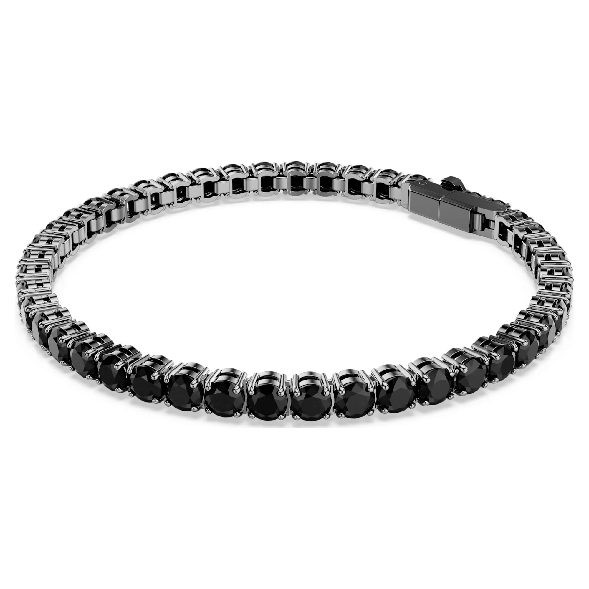 Matrix Tennis bracelet Round cut, Black, Ruthenium plated - Image 2