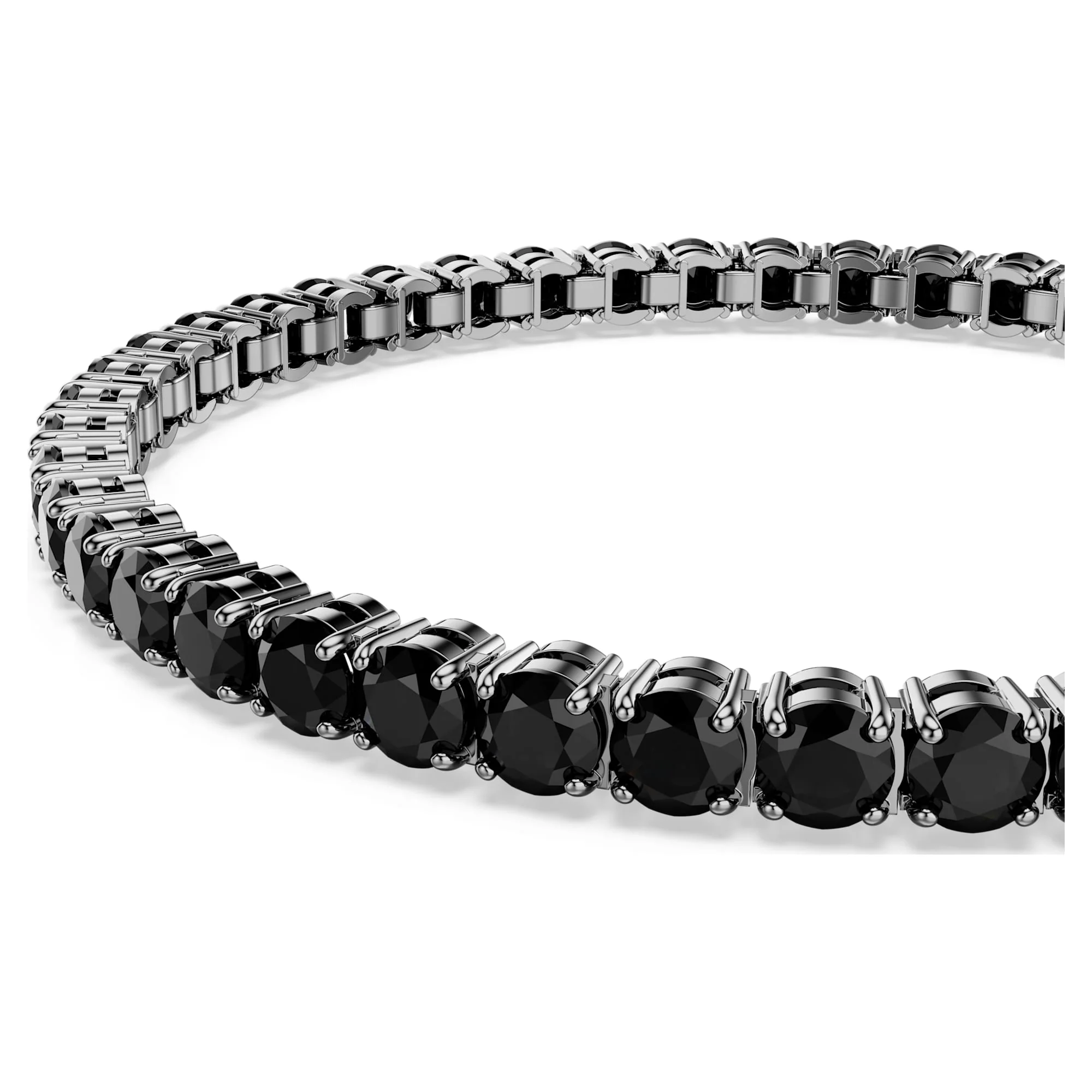 Matrix Tennis bracelet Round cut, Black, Ruthenium plated - Image 4