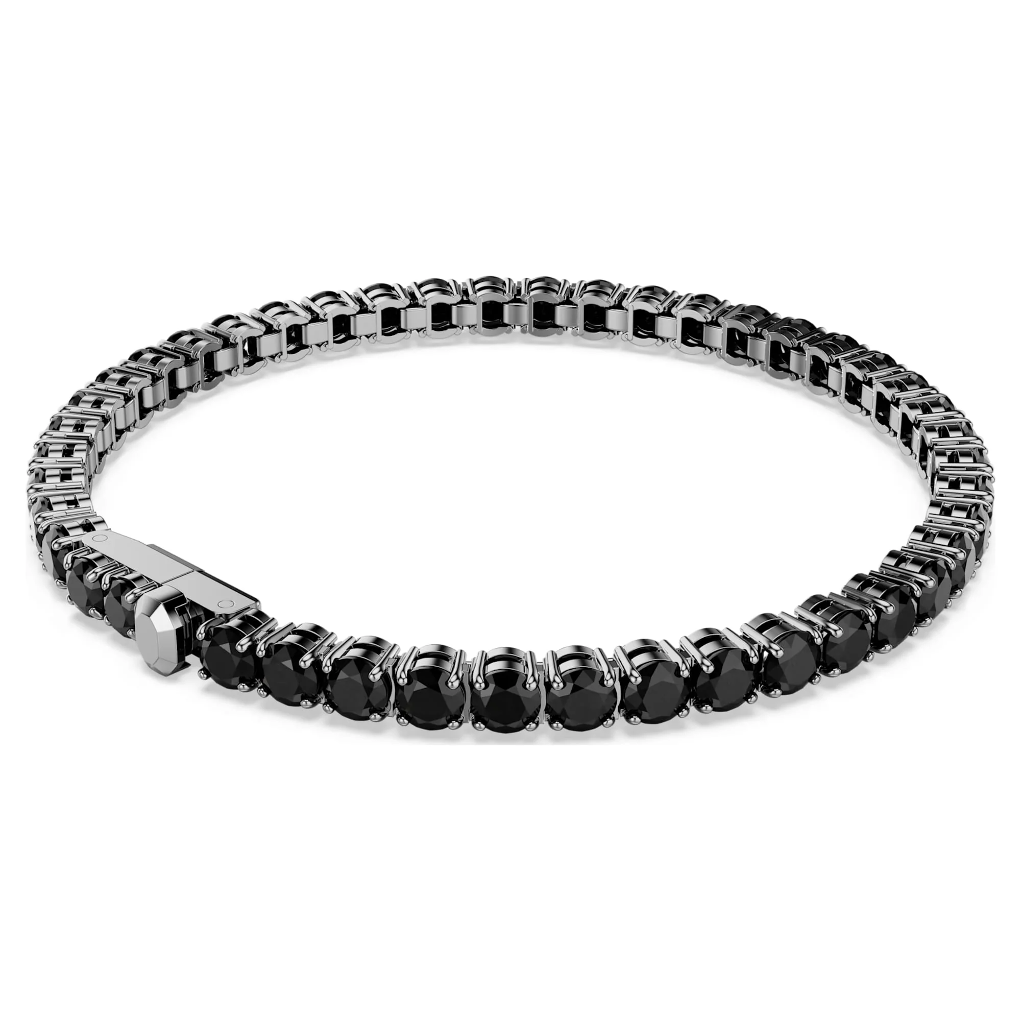 Matrix Tennis bracelet Round cut, Black, Ruthenium plated - Image 5