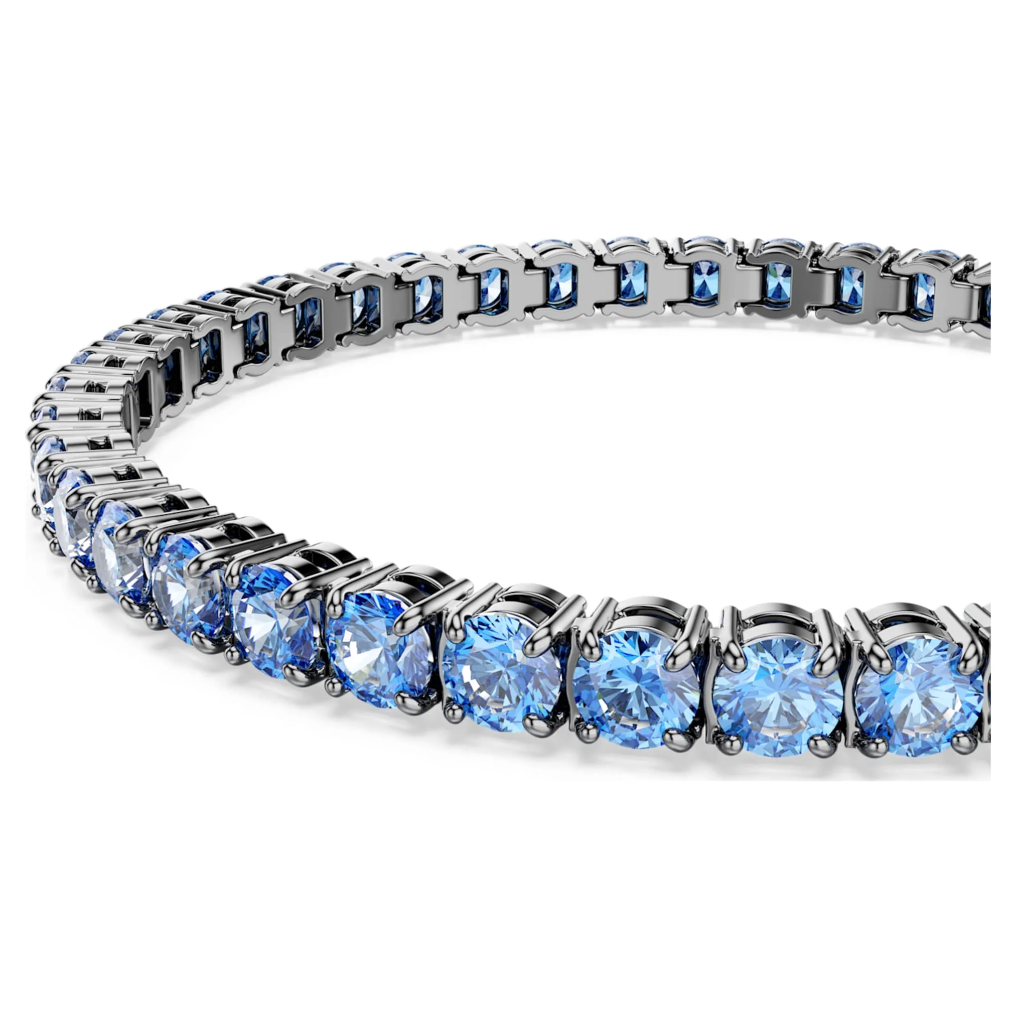 Matrix Tennis bracelet Round cut, Blue, Ruthenium plated - Image 4