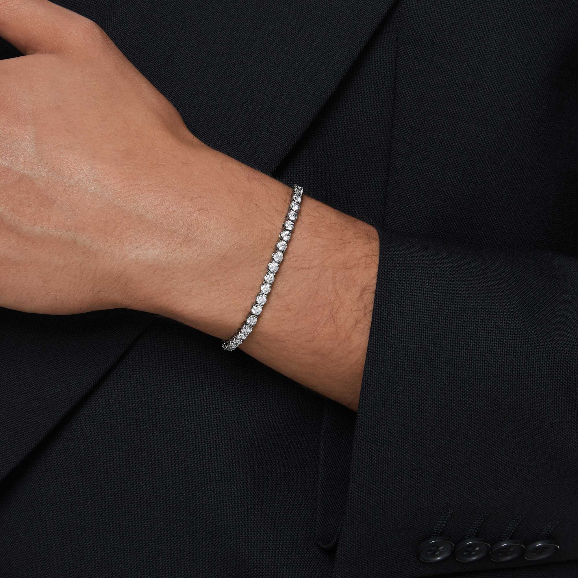 Matrix Tennis bracelet Round cut, Gray, Ruthenium plated - Image 5