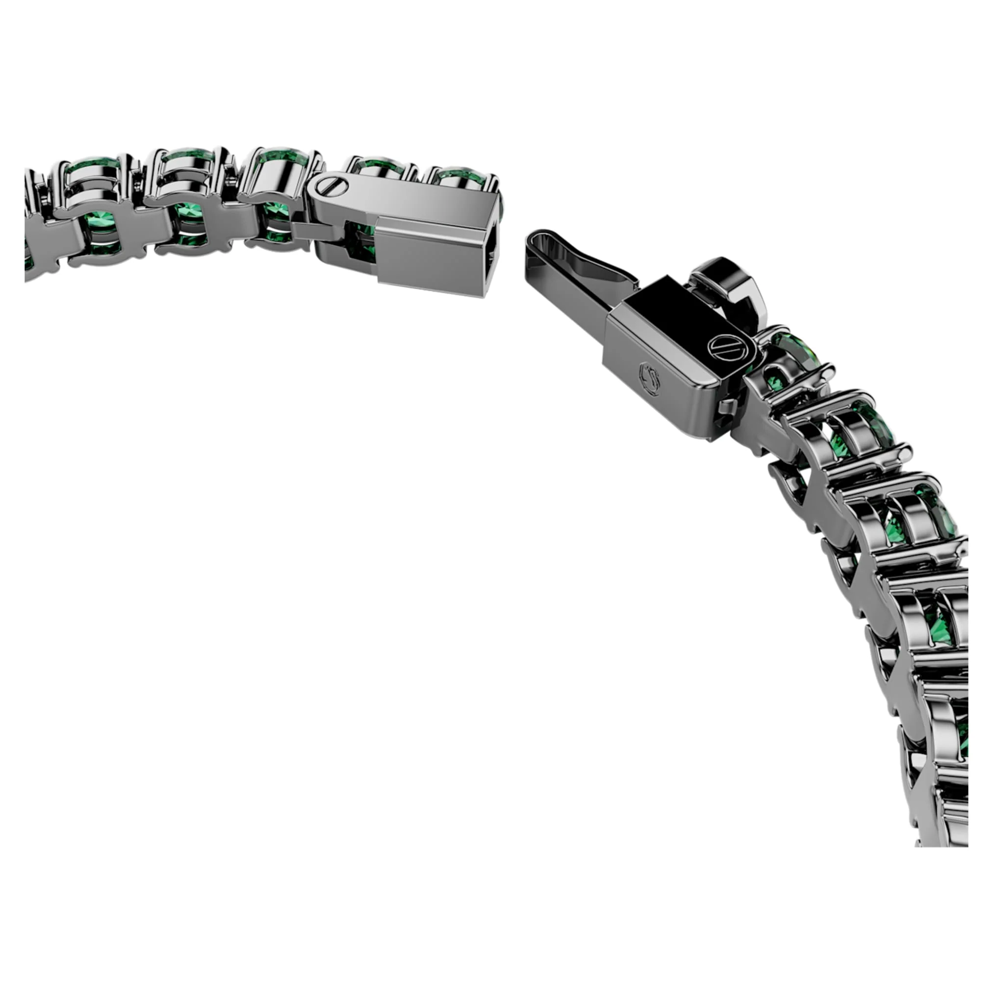 Matrix Tennis bracelet Round cut, Green, Ruthenium plated - Image 3