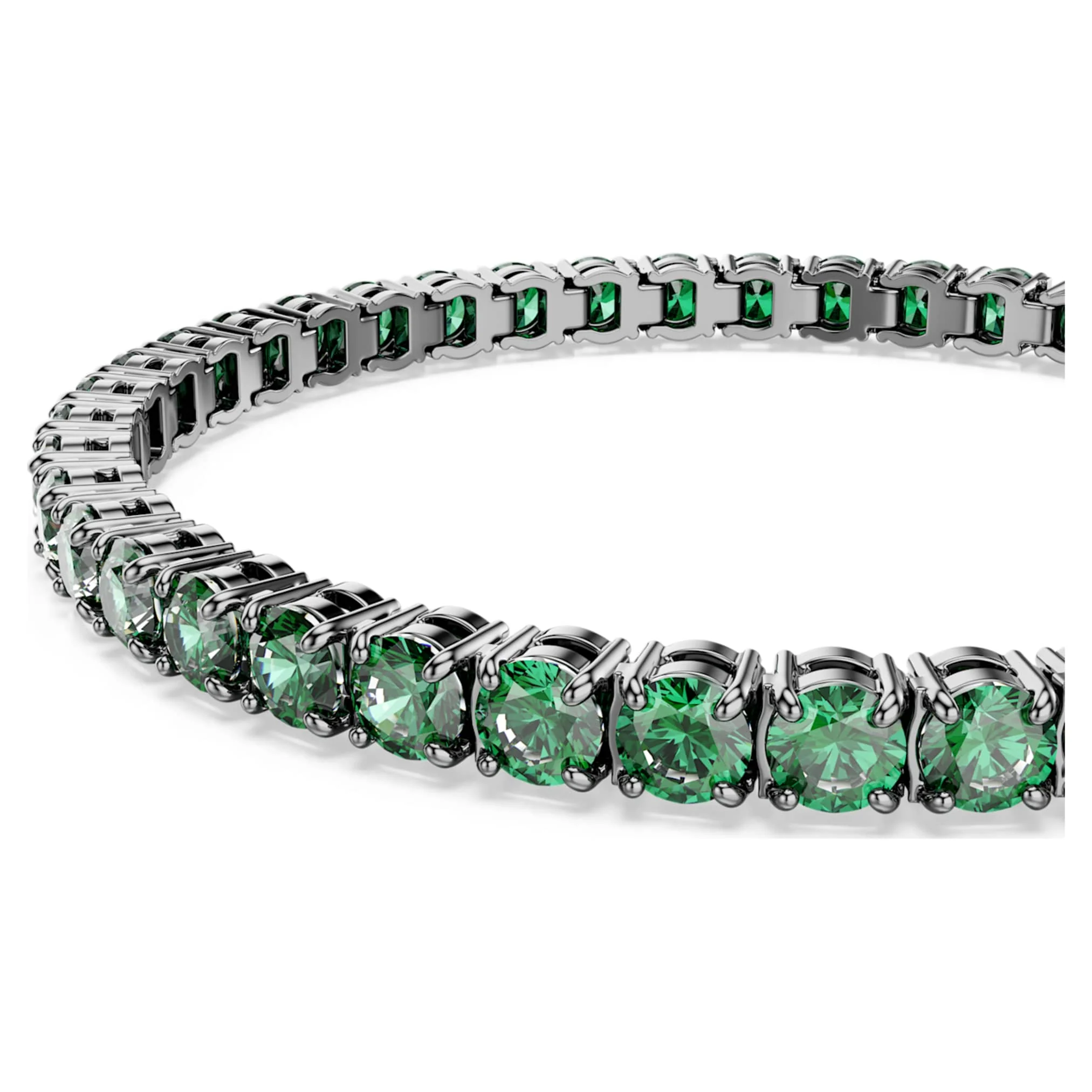 Matrix Tennis bracelet Round cut, Green, Ruthenium plated - Image 4