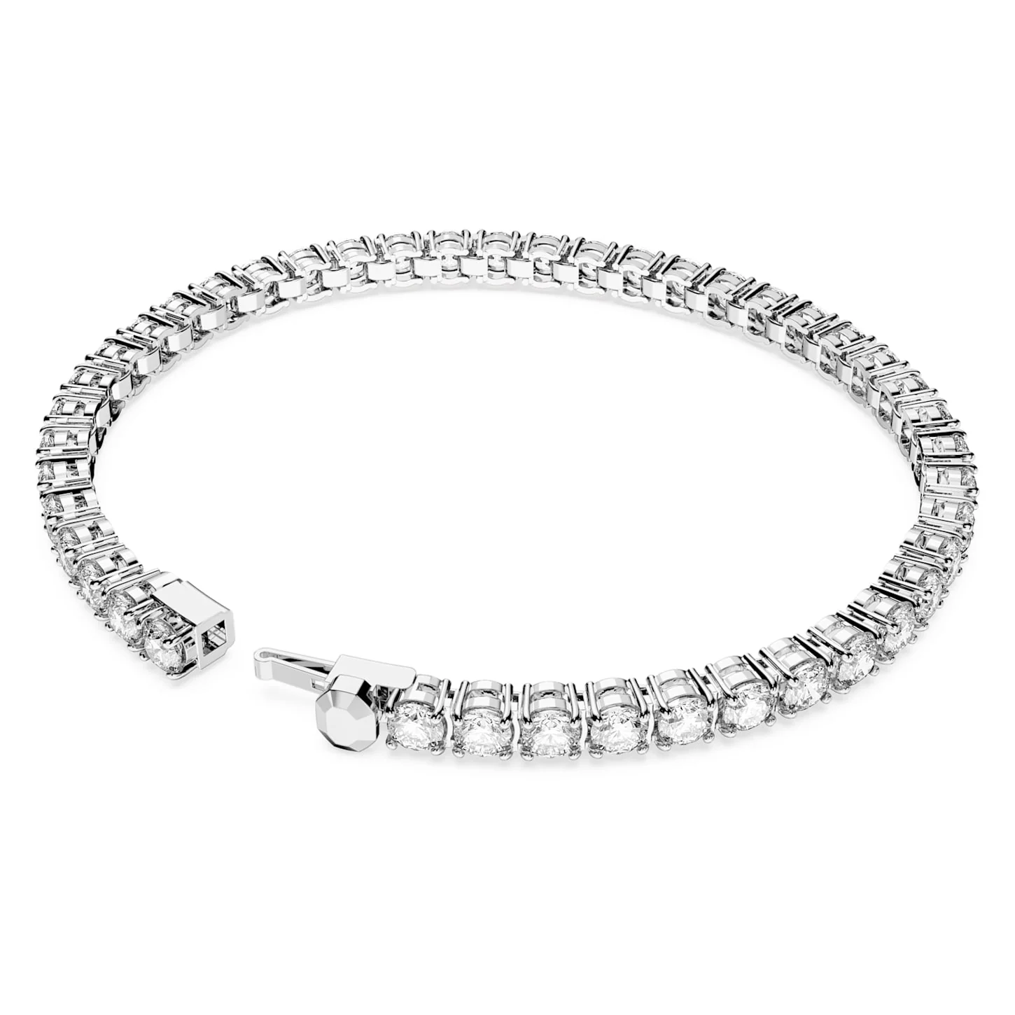 Matrix Tennis bracelet Round cut, Small, White, Rhodium plated - Image 4