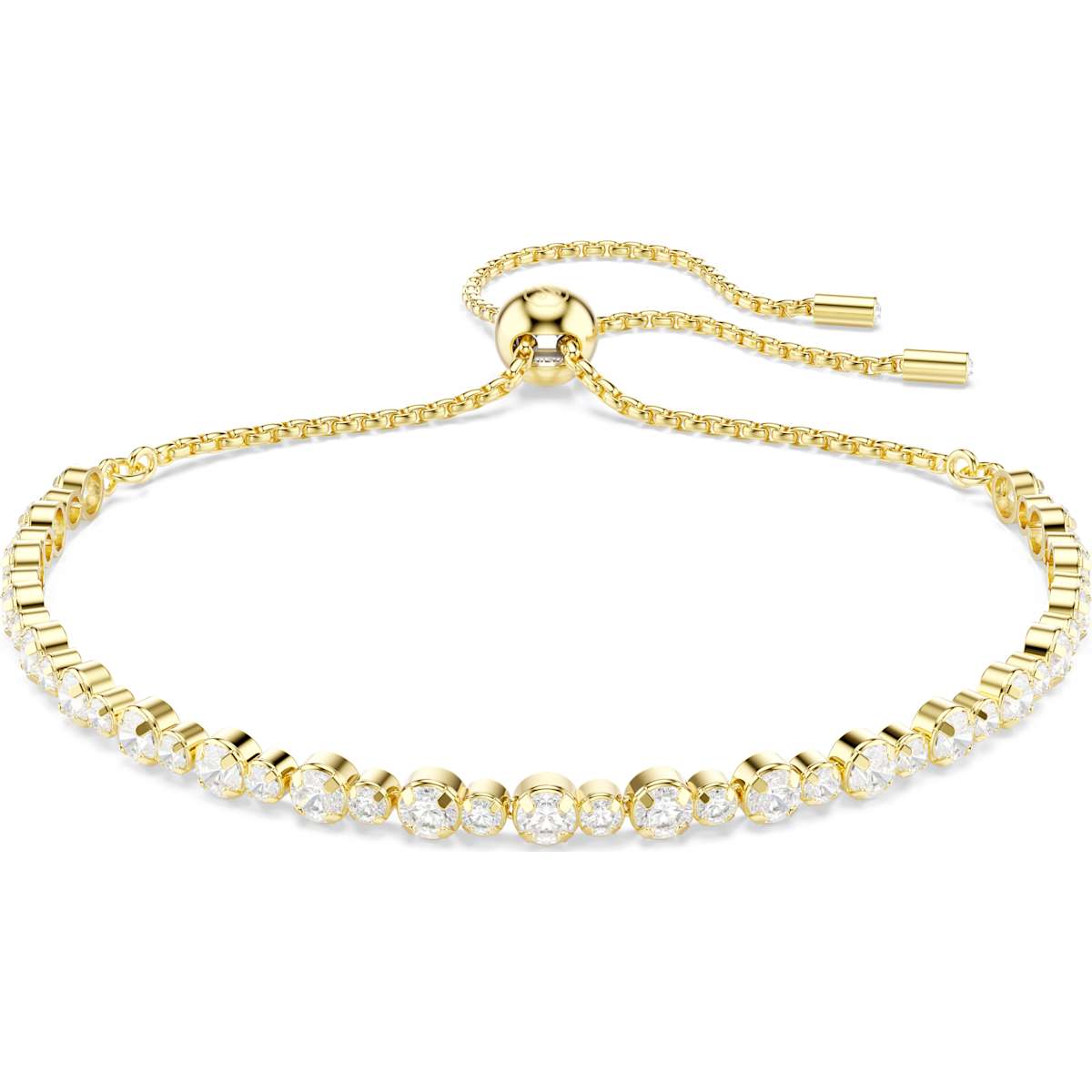 Matrix Tennis bracelet, Round cut, White, Gold-tone plated