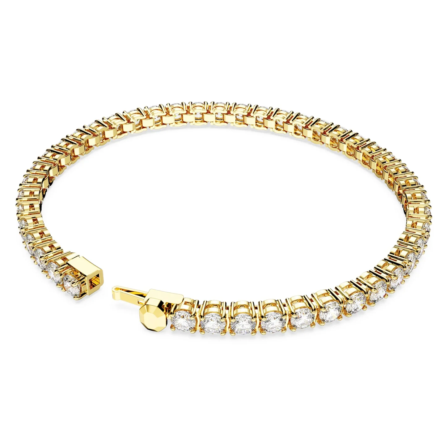 Matrix Tennis bracelet Round cut, White, Gold-tone plated - Image 4