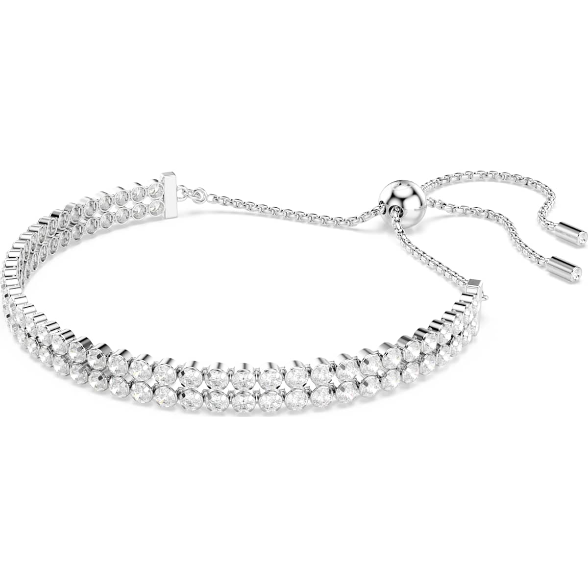 Matrix Tennis bracelet Round cut, White, Rhodium plated - Image 3
