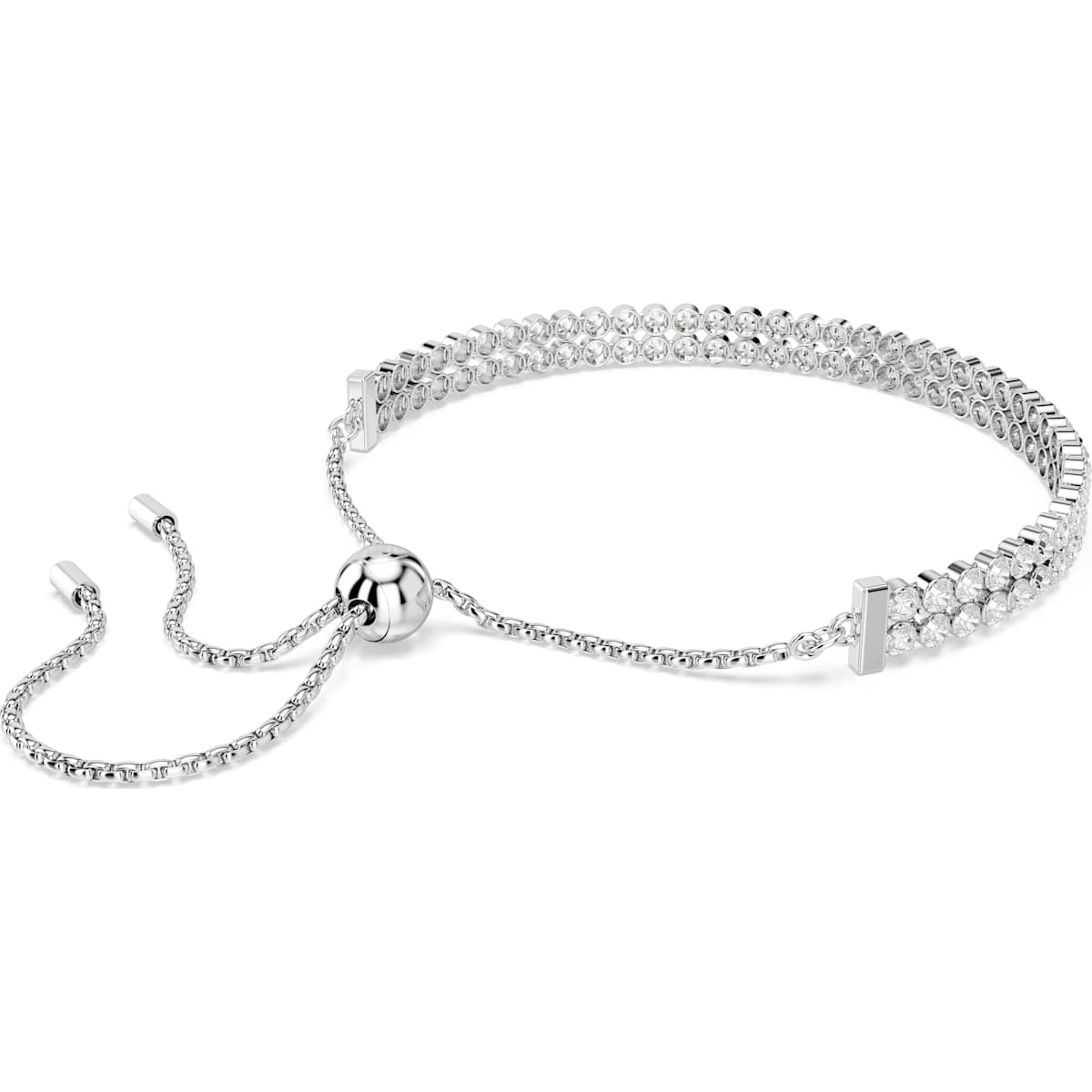 Matrix Tennis bracelet Round cut, White, Rhodium plated - Image 5