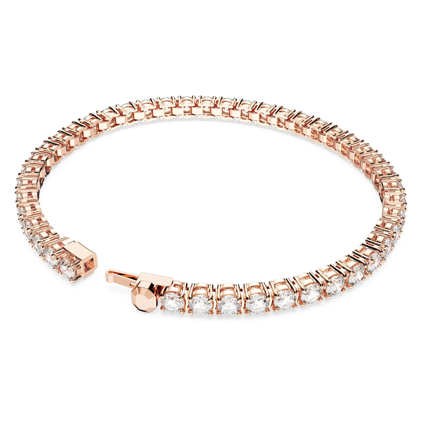 Matrix Tennis bracelet Round cut, White, Rose gold-tone plated - Image 4