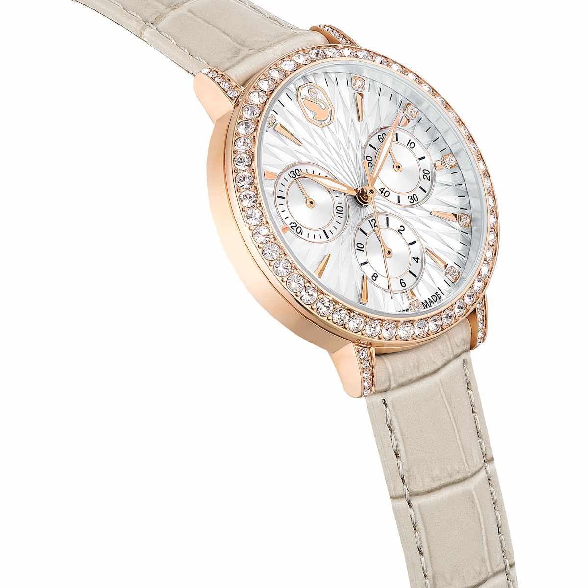 Matrix Tennis Chrono watch, Swiss Made, Leather strap, Beige, Rose gold-tone finish - Image 5