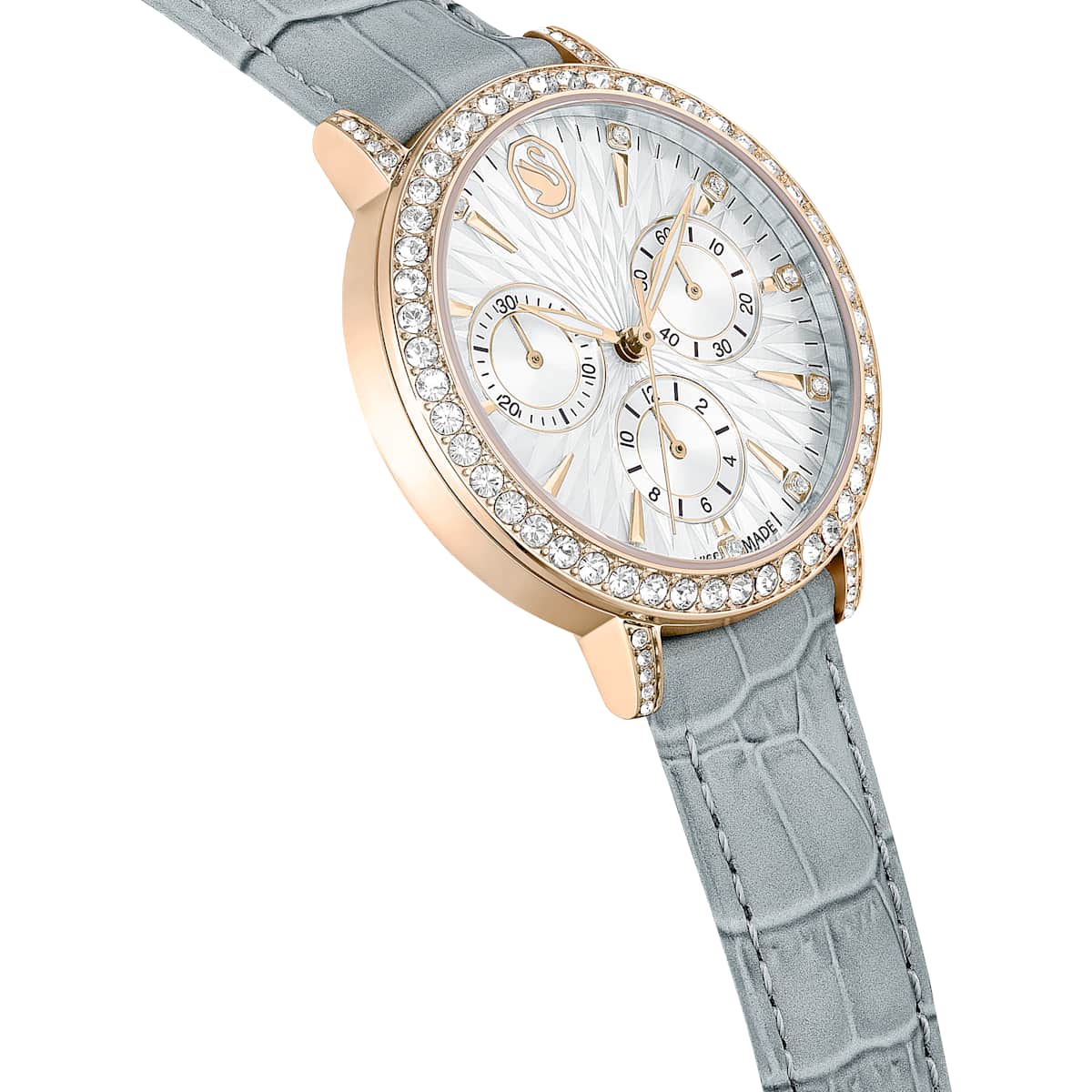 Matrix Tennis Chrono watch, Swiss Made, Leather strap, Gray, Champagne gold-tone finish - Image 4