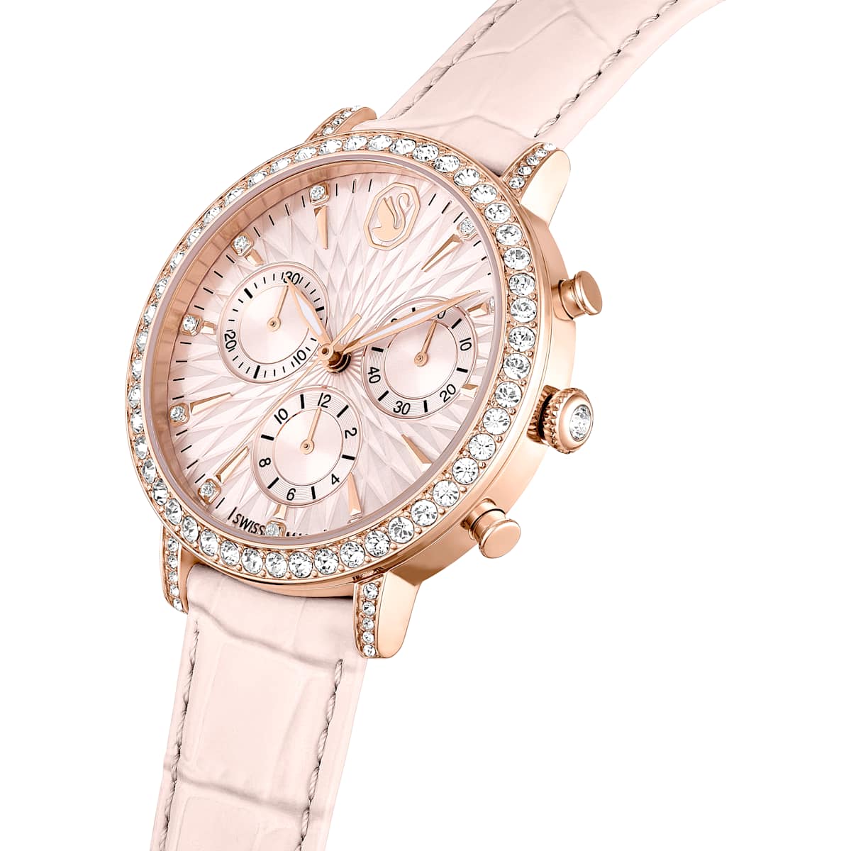 Matrix Tennis Chrono watch, Swiss Made, Leather strap, Pink, Rose gold-tone finish - Image 4
