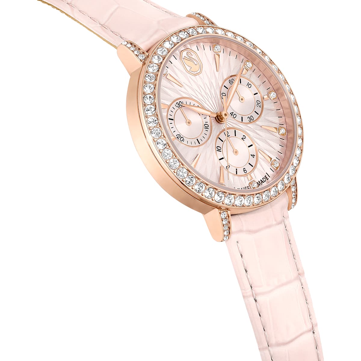 Matrix Tennis Chrono watch, Swiss Made, Leather strap, Pink, Rose gold-tone finish - Image 5
