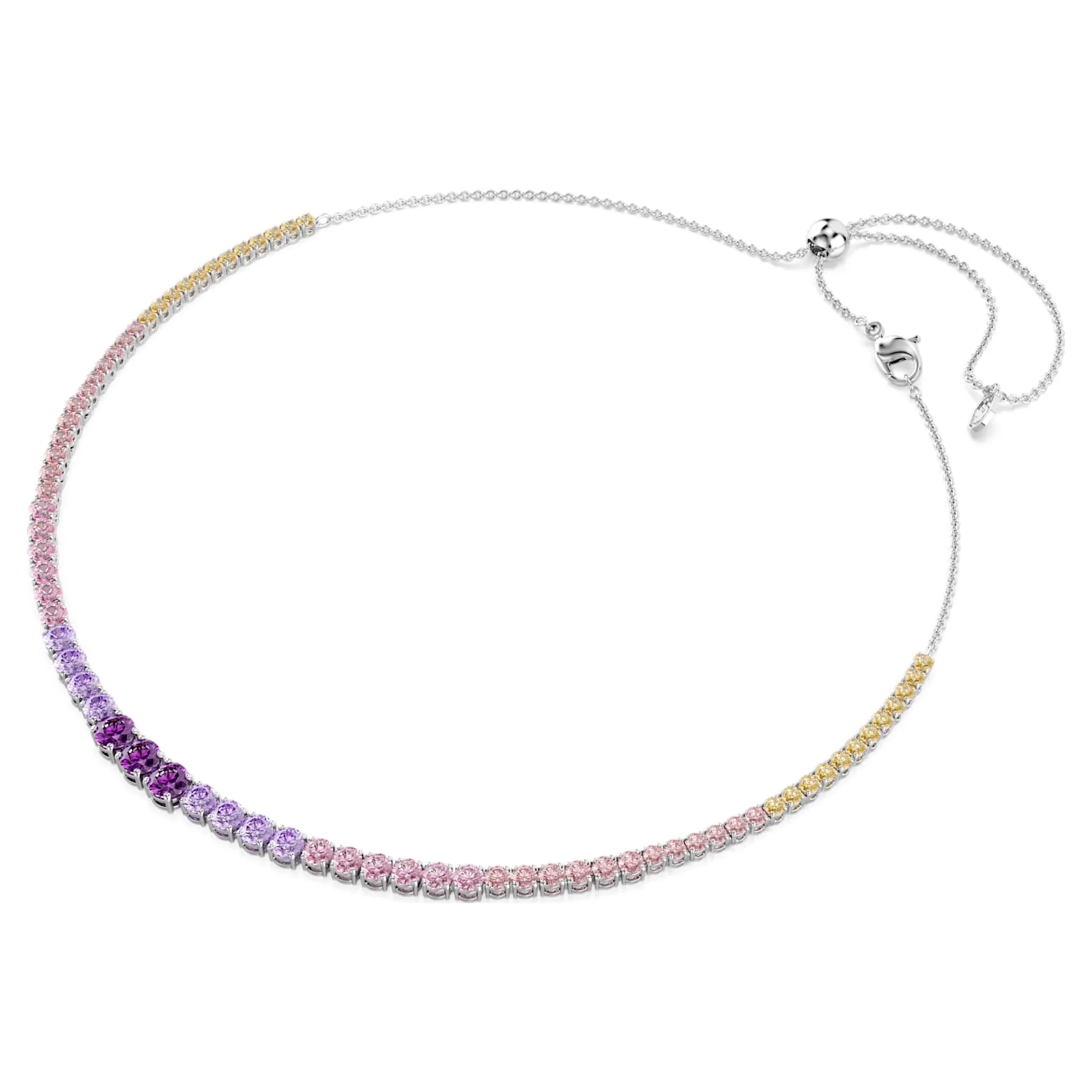 Matrix Tennis necklace Gradient of round cuts, Multicolored, Rhodium plated - Image 2